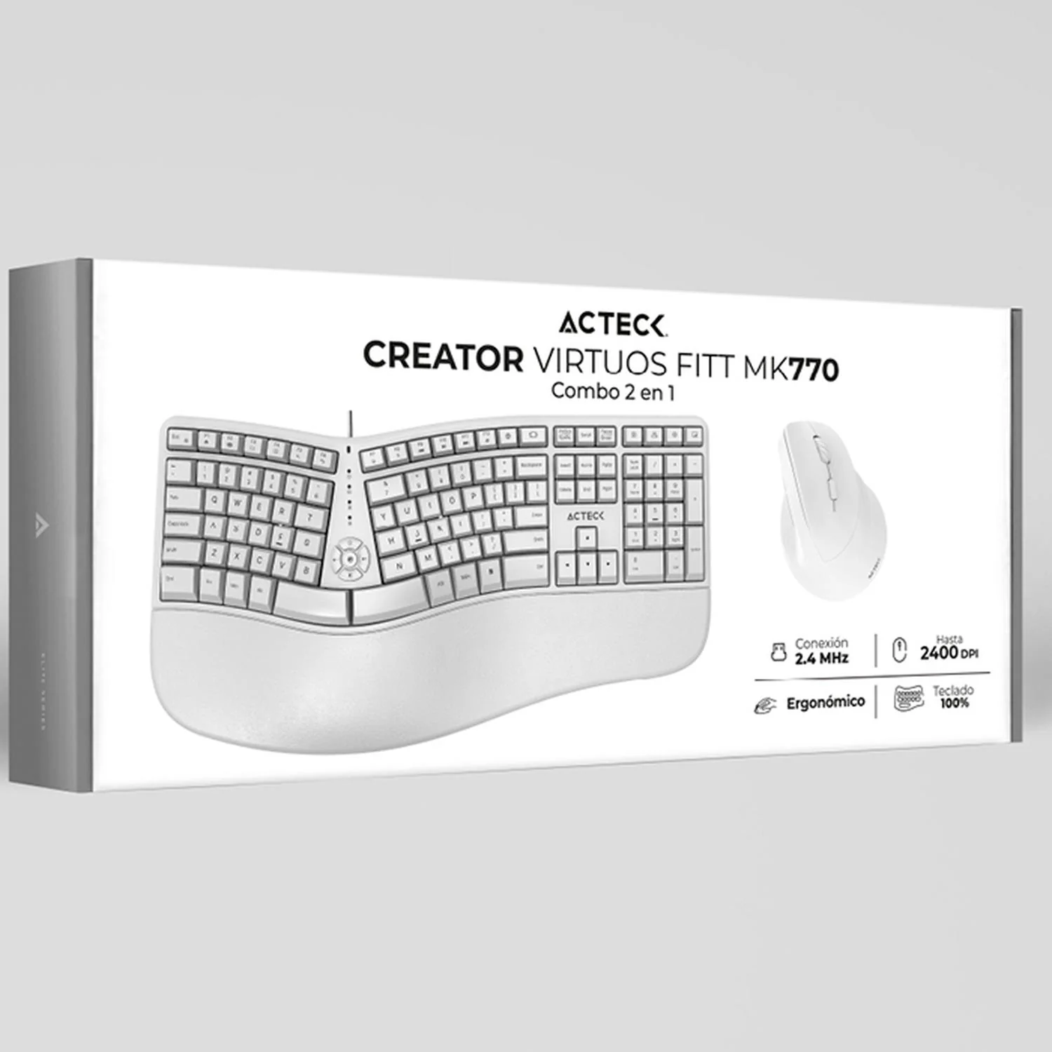 Kit Teclado y Mouse ACTECK VIRTUOS FITT MK770 Inalambrico USB-C Blanco AC-936255 - Image 6