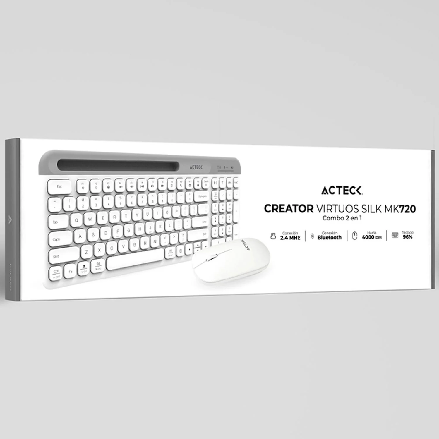 Kit Teclado y Mouse ACTECK VIRTUOS SILK MK720 Inalambrico USB-C Blanco AC-936262 - Image 6