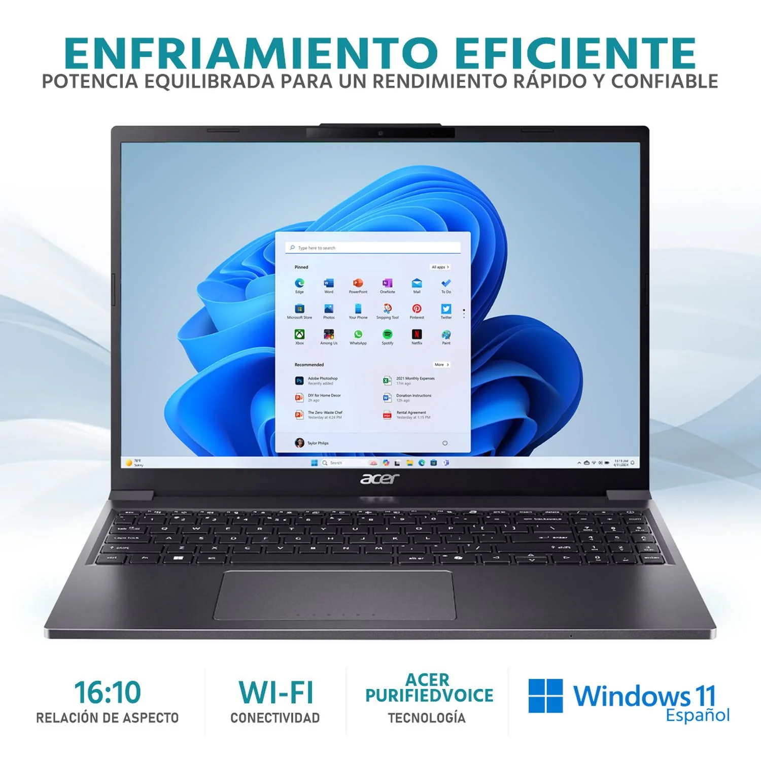 Laptop ACER Aspire Go 15 Intel Core i5 1334U 16GB RAM 256GB SSD 15.3" Windows 11 Home Teclado en Ingles + Mochila - Image 3