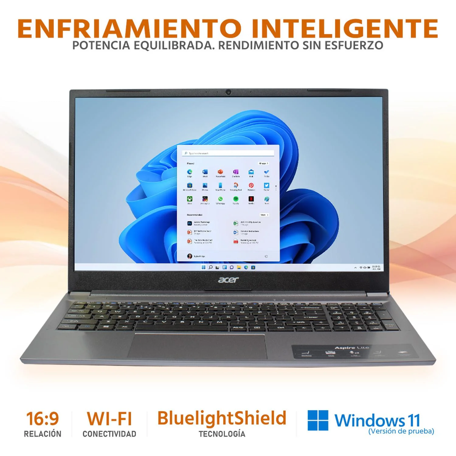 Laptop ACER Aspire Lite 15 AMD Ryzen 5 7430U 16GB 512GB SSD 15.6” Full HD W11 Plata Teclado Ingles Mouse DXT Ideal para Trabajo y Multitarea - Image 3