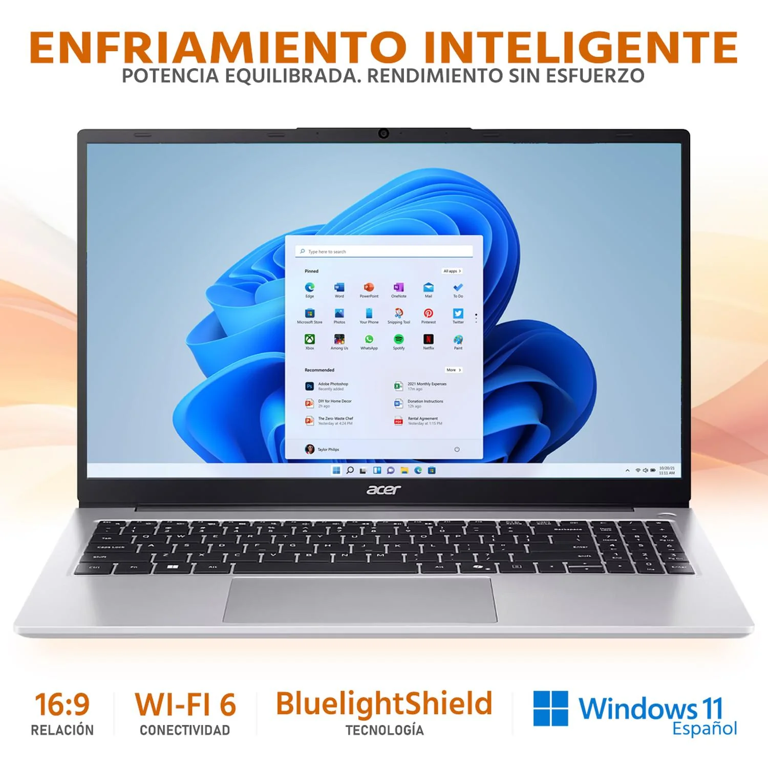 Laptop ACER Aspire Lite 15 AMD Ryzen 7 5825U 16GB RAM 512GB SSD 15.6" Windows 11 Home Teclado en Español + Mouse DXT Open Box - Image 3