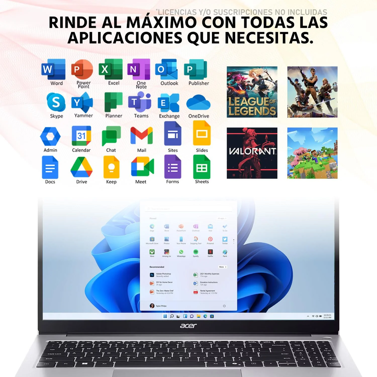 Laptop ACER Aspire Lite 15 AMD Ryzen 7 5825U 8GB RAM 1TB SSD 15.6" Windows 11 Home Teclado en Español - Image 5