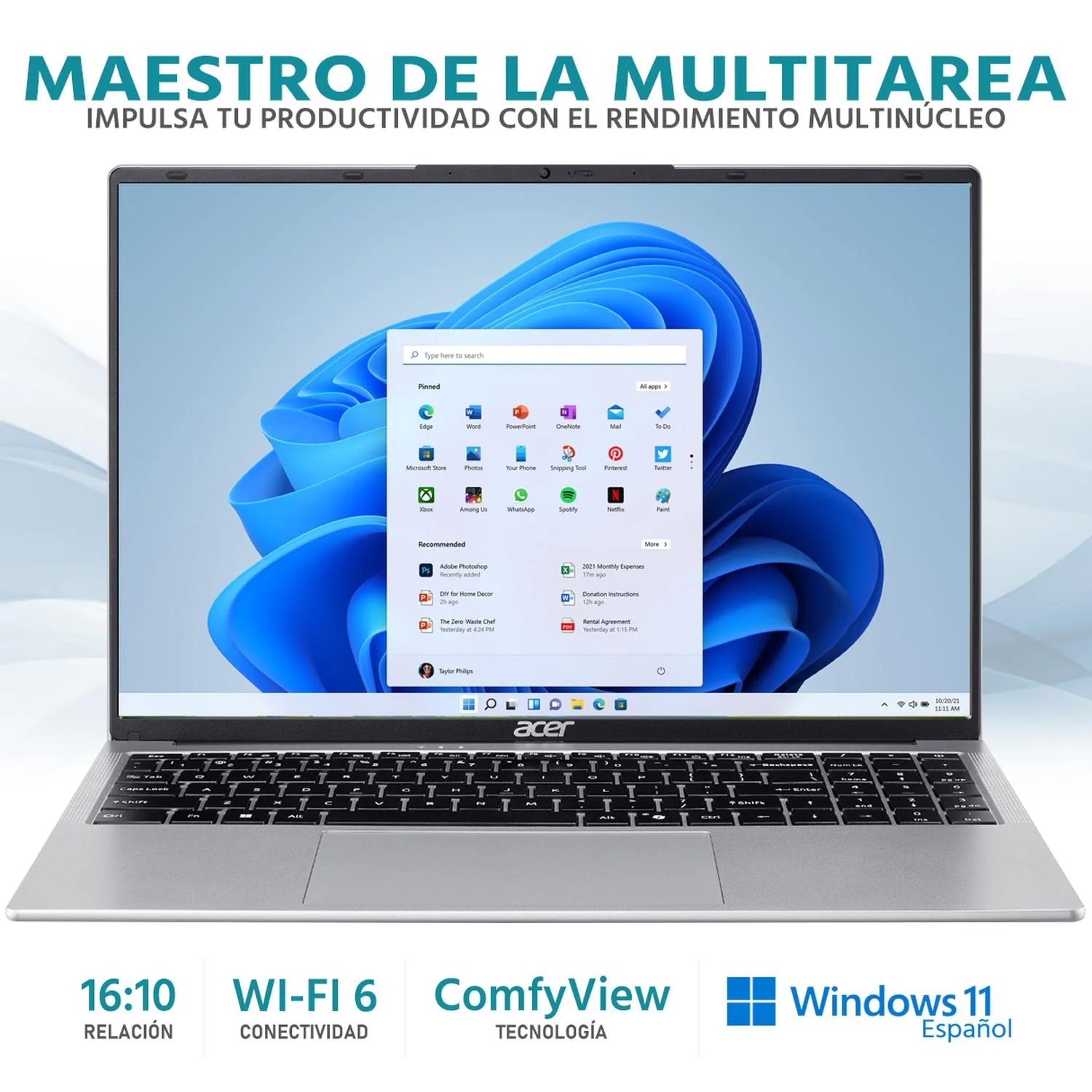 Laptop ACER Aspire Lite 16 Intel Core i5 1334U 16GB RAM 760GB SSD 16" Windows 11 Home Teclado en Español - Image 3