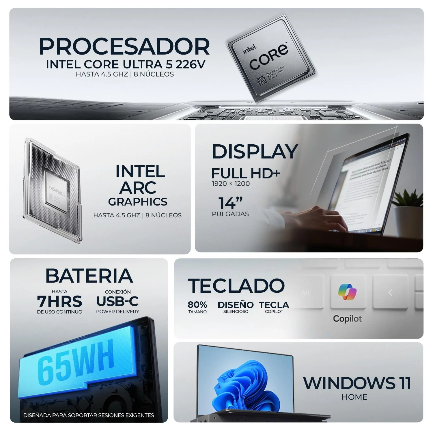 Laptop AI PC ACER Aspire 14 AI Intel Core Ultra 5 226V NPU Motor de IA Dedicado 40 TOPS Rendimiento Total 115 TOPS 16GB DDR5 1TB SSD Pantalla Touch 14" IPS FHD+ Teclado Ingles W11H Copilot+PC - Image 2