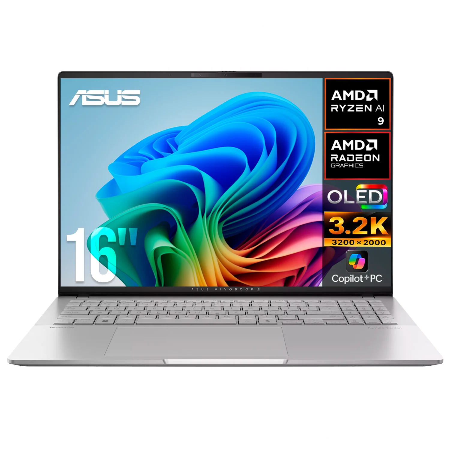 Laptop AI PC ASUS Vivobook S16 M5606WA Ryzen AI 9 365 32GB LPDDR5X 1TB SSD Pantalla 16" OLED 3.2K 120Hz Copilot+ PC NPU 50 TOPS Windows 11 Teclado Ingles