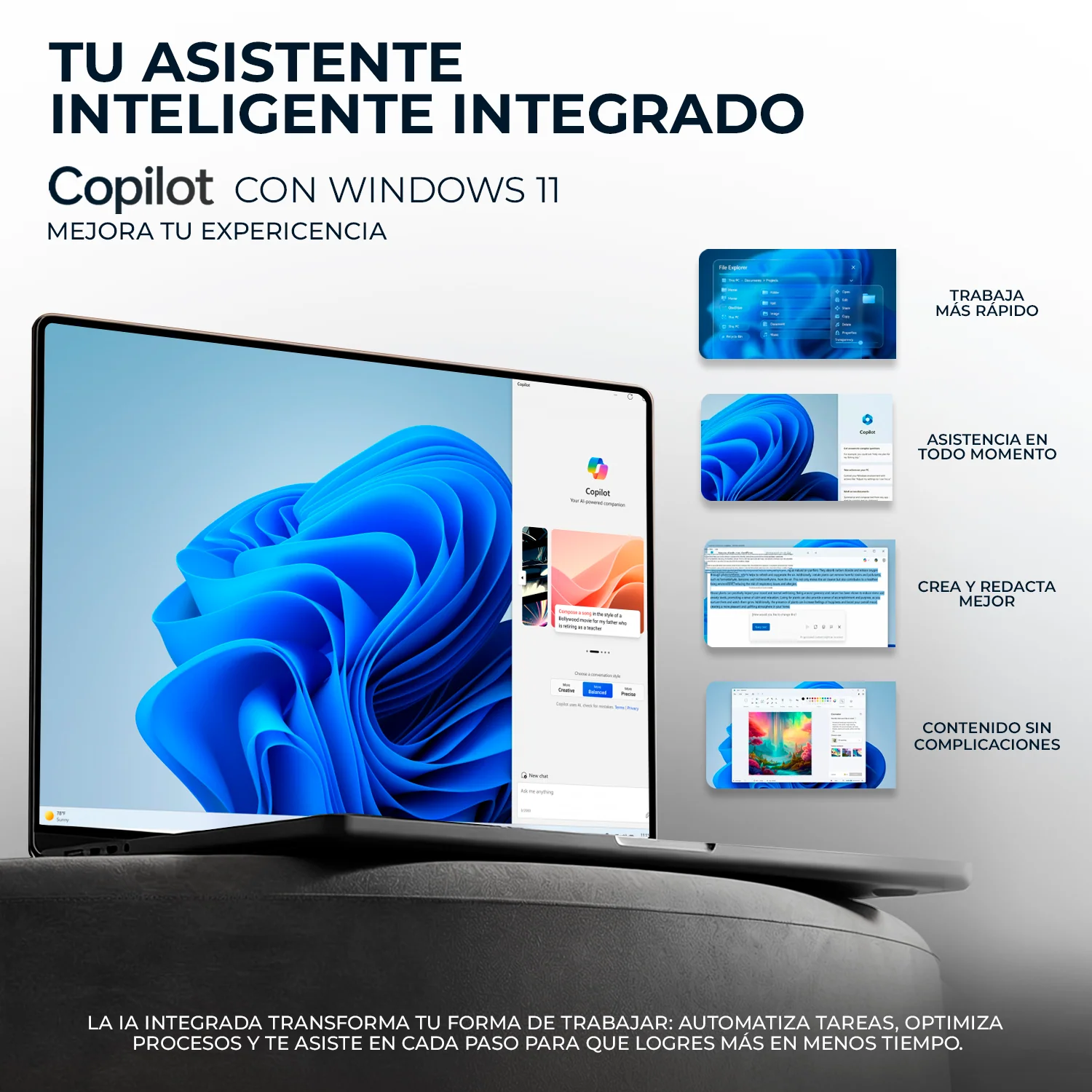Laptop AI PC ASUS Zenbook 14 UX3405CA Intel Core Ultra 7 255H 16GB LPDDR5X 512GB SSD Pantalla 14" Touch OLED FHD+ Intel AI Boost NPU 13 TOPS Windows 11 Teclado Ingles - Image 6