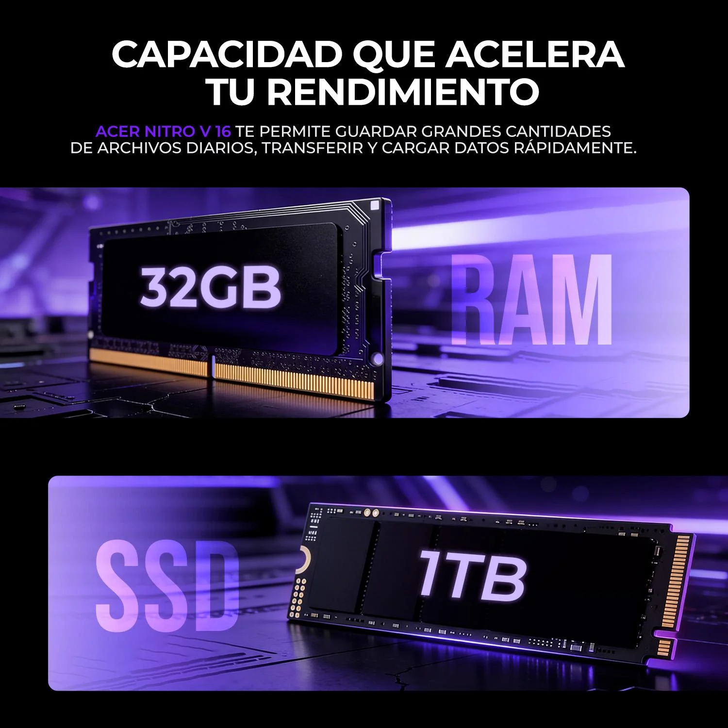 Laptop AI PC Gamer ACER Nitro V 16 Nvidia GeForce RTX 5050 8GB AMD Ryzen 5 240 NPU 32GB DDR5 1TB SSD Pantalla 16" IPS FHD+ 180Hz Teclado Ingles W11H Mochila Gaming Inteligente y Rendimiento con IA - Image 5
