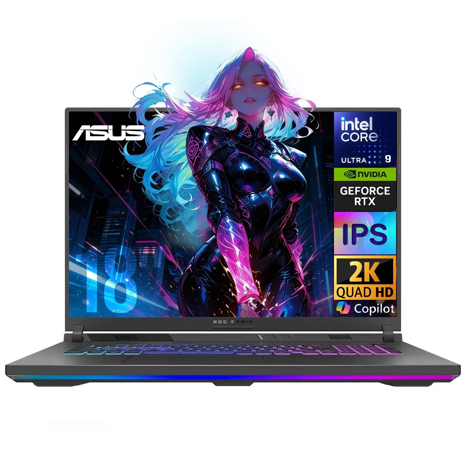 Laptop AI PC Gamer ASUS ROG Strix G18 Nvidia GeForce RTX 5060 8GB Intel Core Ultra 9 275HX NPU 32GB DDR5 1TB SSD Pantalla 18" Nebula Display WQXGA 240Hz Teclado Ingles W11H Gaming y Desarrollo de IA