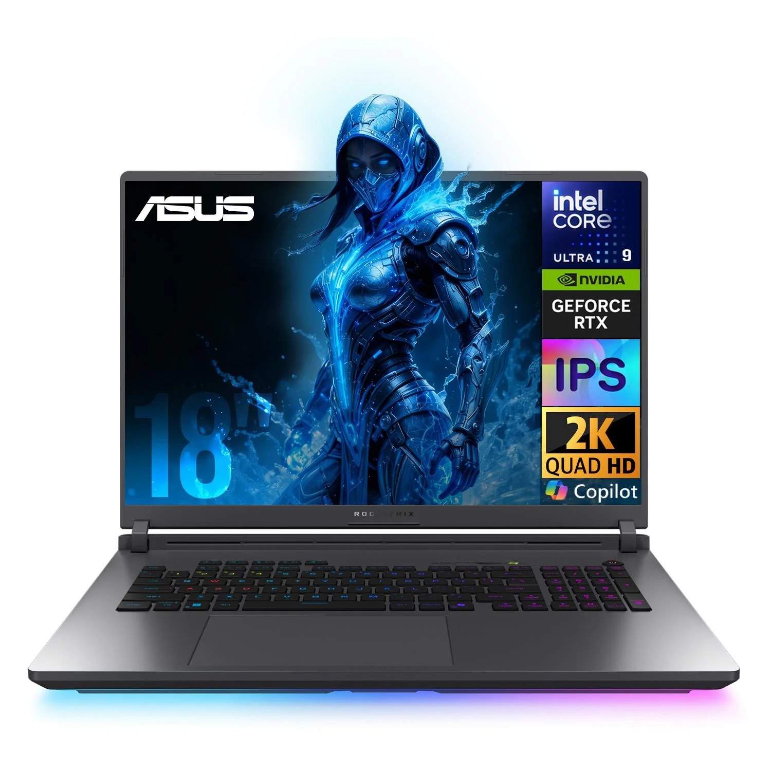 Laptop AI PC Gamer ASUS ROG Strix G18 Nvidia GeForce RTX 5070 8GB DLSS 4.5 Core Ultra 9 275HX NPU 64GB DDR5 1TB Pantalla 18" ROG Nebula Display QHD+ 240Hz Teclado Ingles Copilot Gaming Profesional