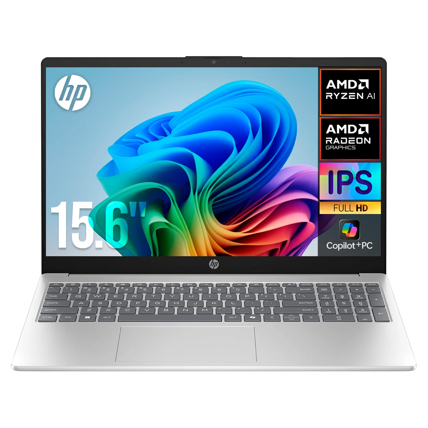 Laptop AI PC HP OmniBook 3 15-fn0505nr Ryzen AI 5 340 16GB DDR5 512GB SSD Pantalla 15.6" Touch IPS FHD Copilot+ PC NPU 50 TOP Windows 11 Teclado Ingles