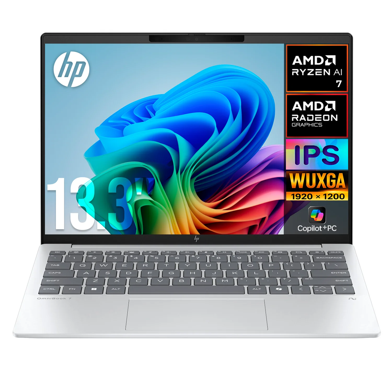 Laptop AI PC HP OmniBook 7 Aero 13-bg1057nr AMD Ryzen AI 7 350 16GB LPDDR5X 1TB SSD Pantalla 13.3" IPS 2K Copilot+ PC NPU 50 TOP Windows 11 Teclado Ingles
