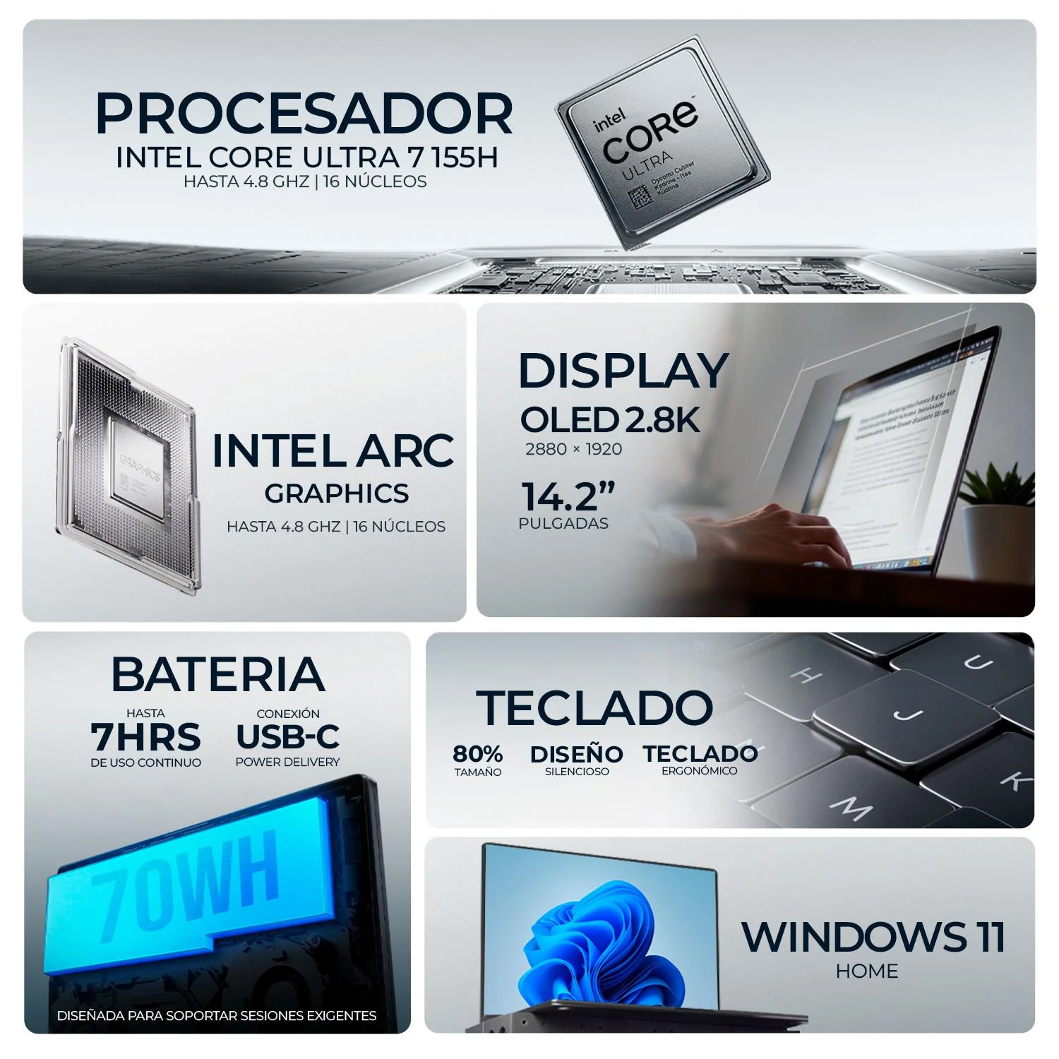 Laptop AI PC Ultrabook HUAWEI MateBook 14 Intel Core Ultra 7 155H 16GB LPDDR5X 1TB SSD Pantalla Touch 14.2" OLED 2.8K Teclado Español W11H-E NPU Capacidad de IA Portabilidad y Autonomía - Image 2