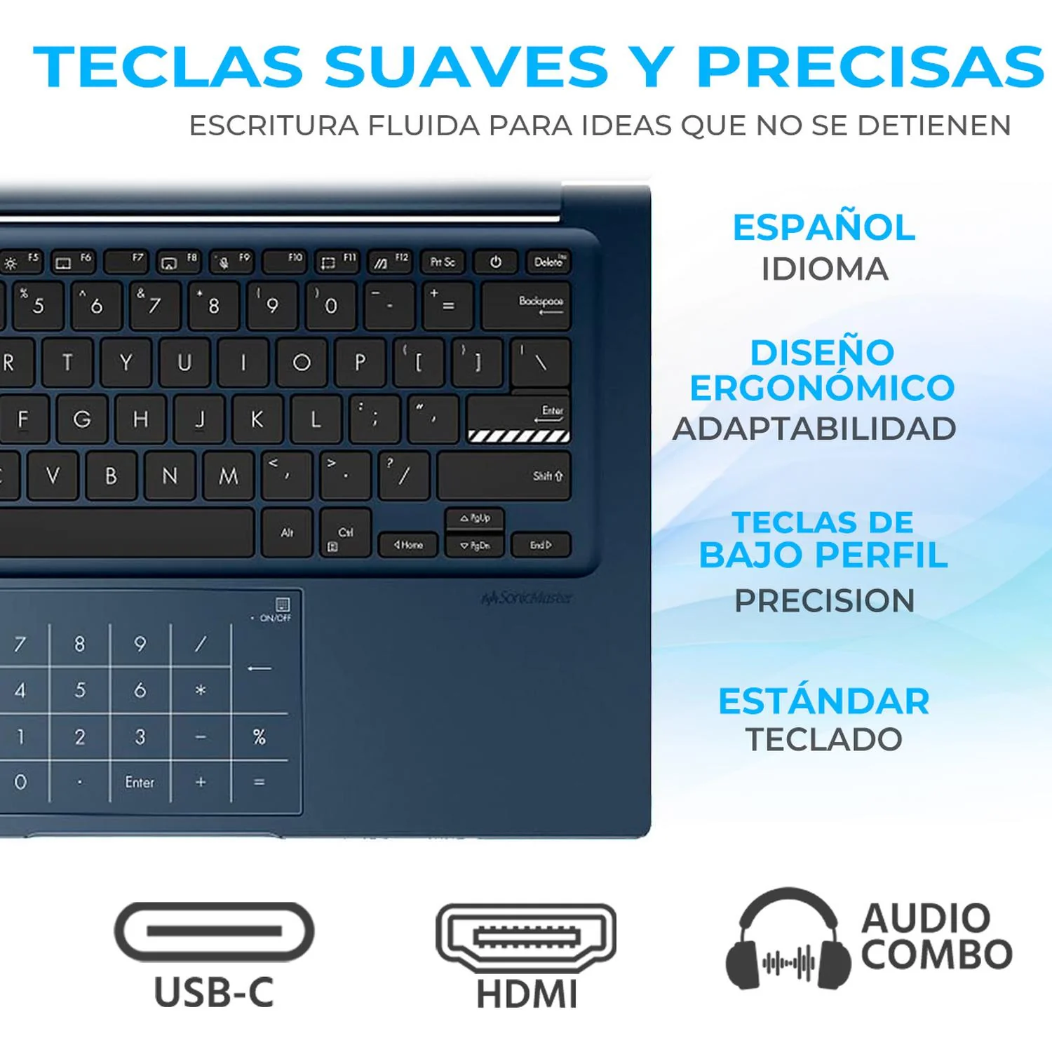 Laptop ASUS Vivobook 14 Intel Core i5 1334U 12GB SSD 512GB 14" Teclado Español Mochila Mouse Estudio y Trabajo Profesional - Image 4