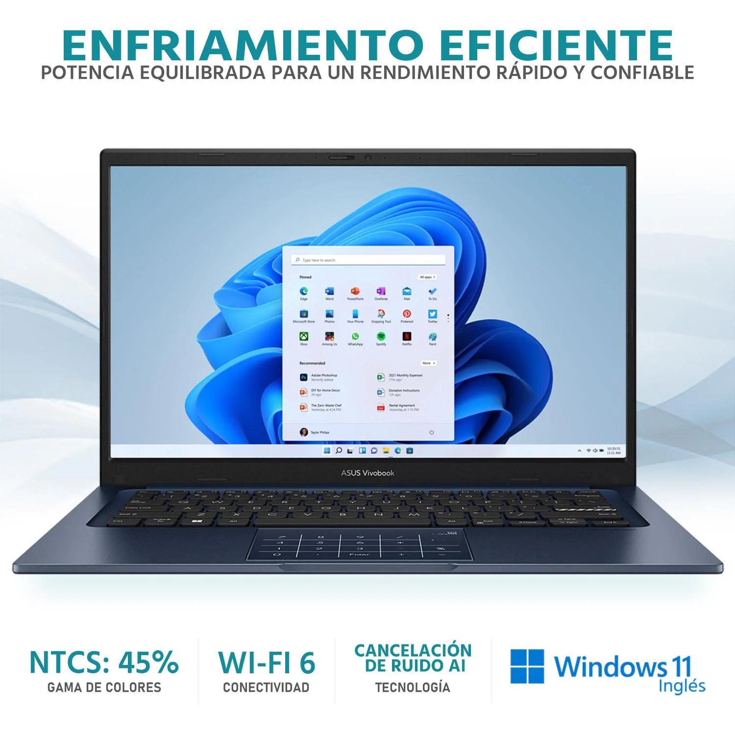 Laptop ASUS Vivobook 14 Intel Core i7 1355U 12GB RAM 512GB SSD 14" Windows 11 Home Teclado en Ingles - Image 3