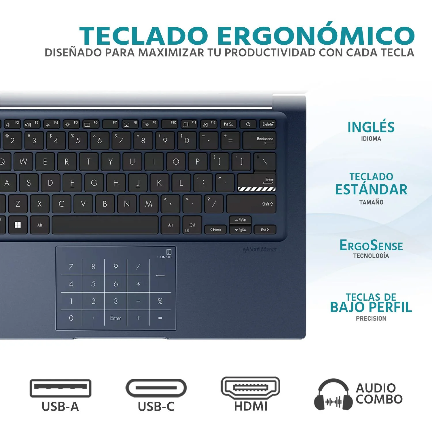 Laptop ASUS Vivobook 14 Intel Core i7 1355U 12GB RAM 512GB SSD 14" Windows 11 Home Teclado en Ingles - Image 4