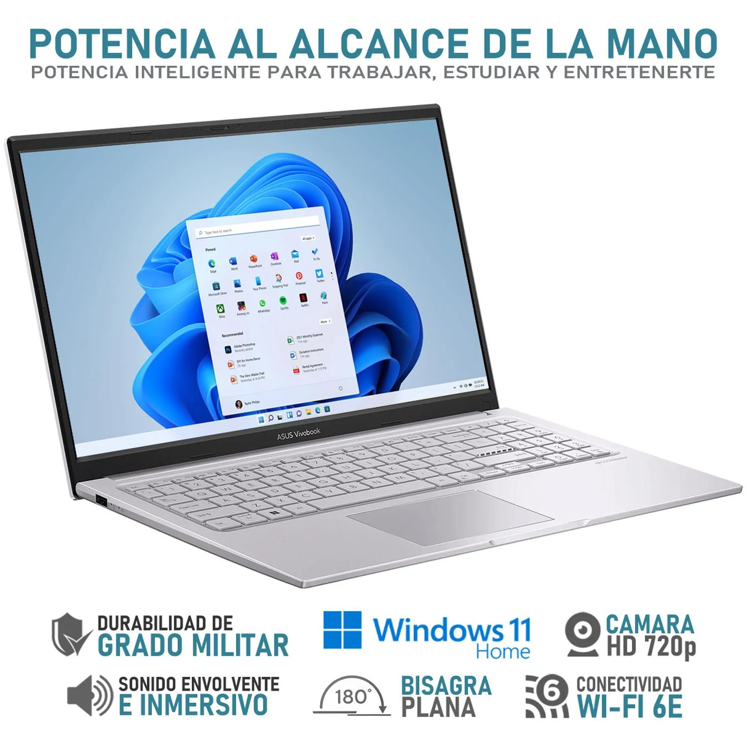 Laptop ASUS Vivobook 15 Intel Core i3 1315U 8GB RAM 512GB SSD 15.6" Windows 11 Home Teclado en Español - Image 3
