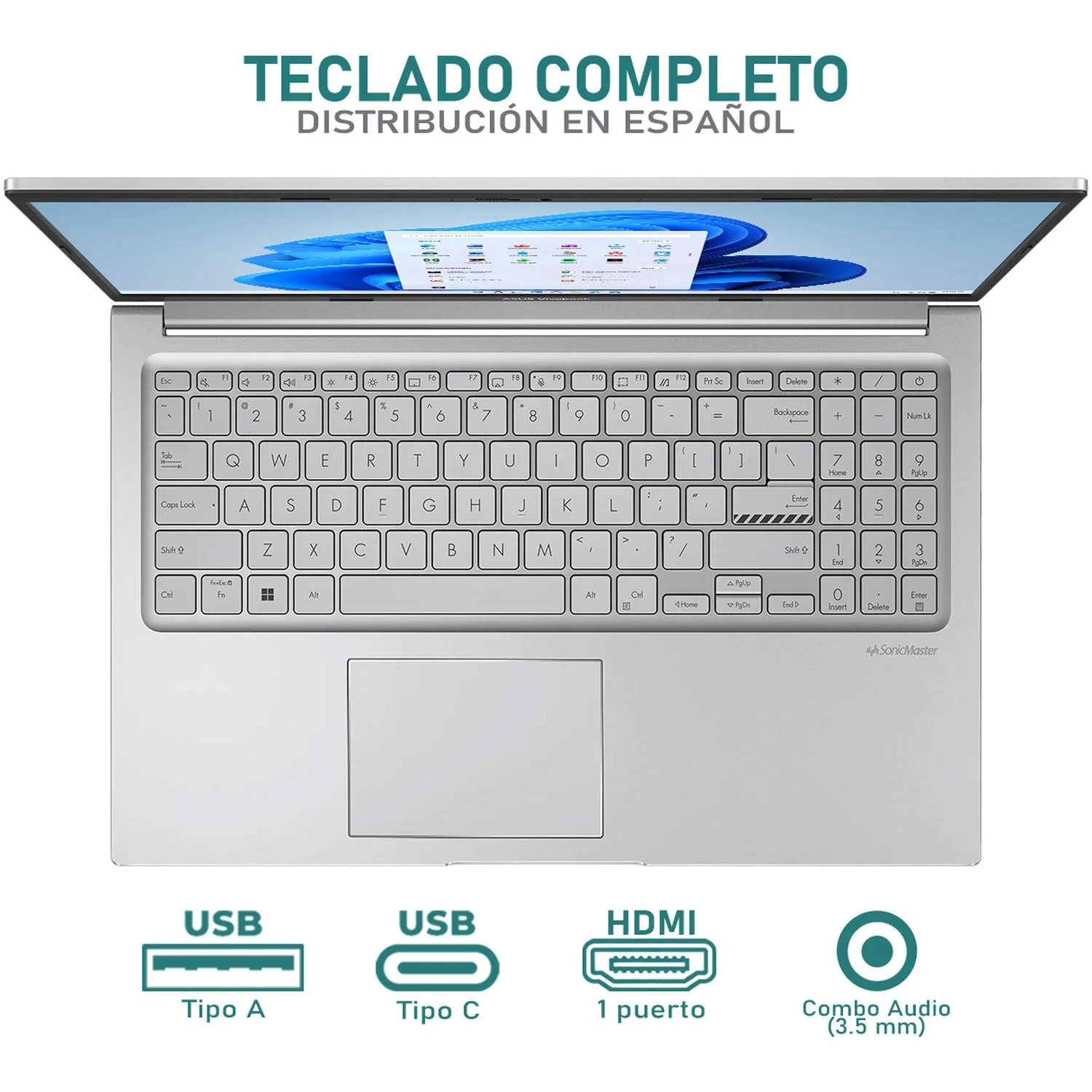 Laptop ASUS Vivobook 15 Intel Core i3 1315U 8GB RAM 512GB SSD 15.6" Windows 11 Home Teclado en Español - Image 4