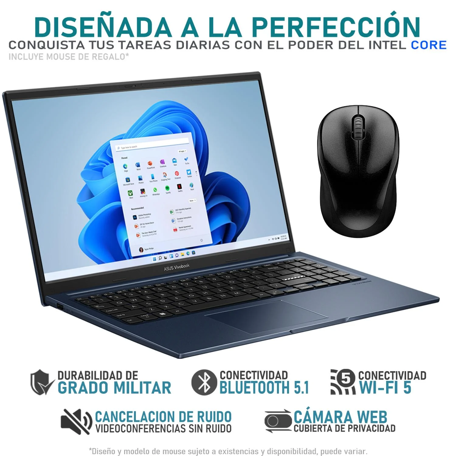 Laptop ASUS Vivobook 15 Intel Core i5 1235U 24GB RAM 512GB SSD 15.6" Windows 11 Home Teclado en Español + Mouse DXT - Image 3