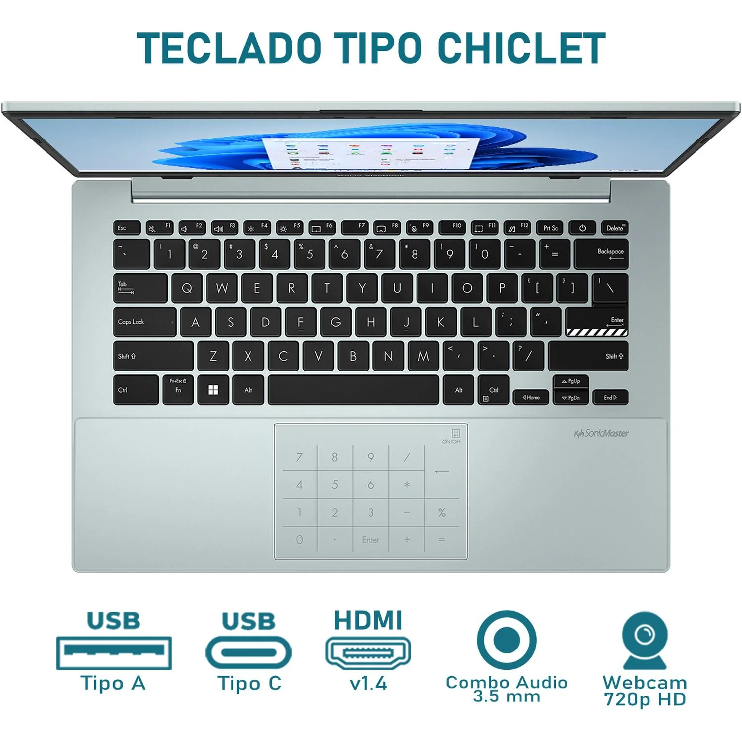 Laptop ASUS Vivobook Go 14 AMD Ryzen 5 7520U 8GB RAM 512GB SSD 14" Windows 11 Home Teclado en Español + Mouse DXT - Image 4