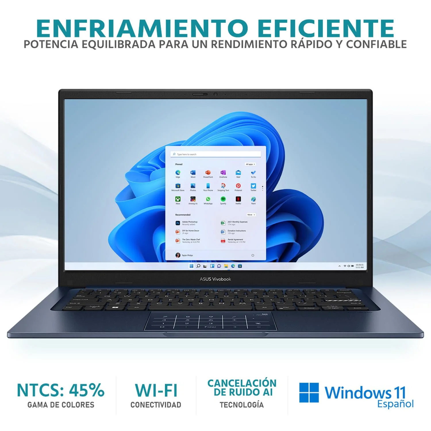 Laptop ASUS Vivobook 14 Intel Core i5 1334U 16GB 512GB SSD 14” Full HD W11 Azul Teclado Español Mouse DXT Ideal para Trabajo y Multitarea - Image 3