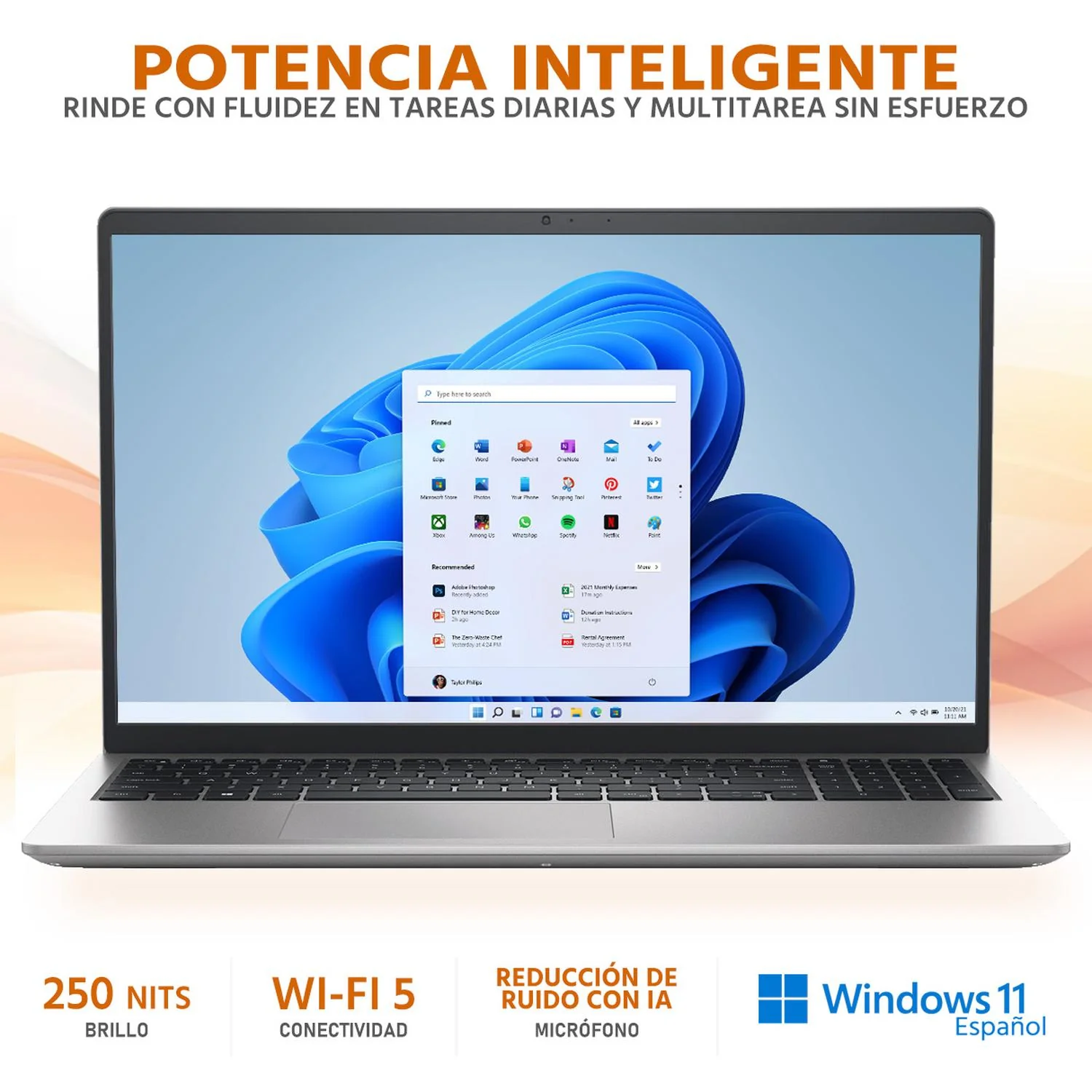 Laptop DELL 15 AMD Ryzen 5 7520U 8GB RAM 512GB SSD 15.6" Teclado en Español Windows 11 Home + Mochila - Image 3