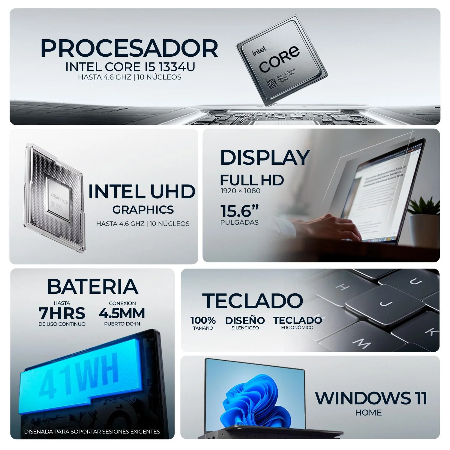 Laptop DELL 15 LDC15250 Intel Core i5 1334U 24GB DDR4 512GB SSD Pantalla 15.6 IPS FHD Touch Windows 11 Teclado Ingles - Image 2