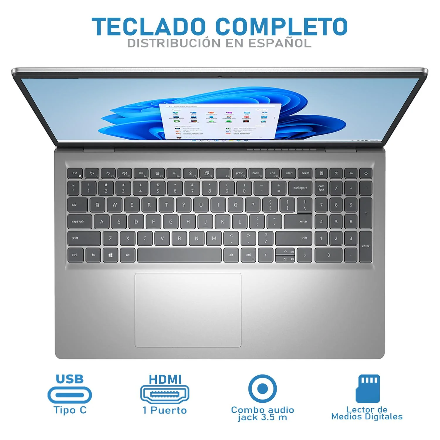 Laptop DELL Inspiron 15 3535 AMD Ryzen 5 7520U 8GB RAM 512GB SSD 15.6" Windows 11 Home + Mouse DXT Teclado en Español - Image 4