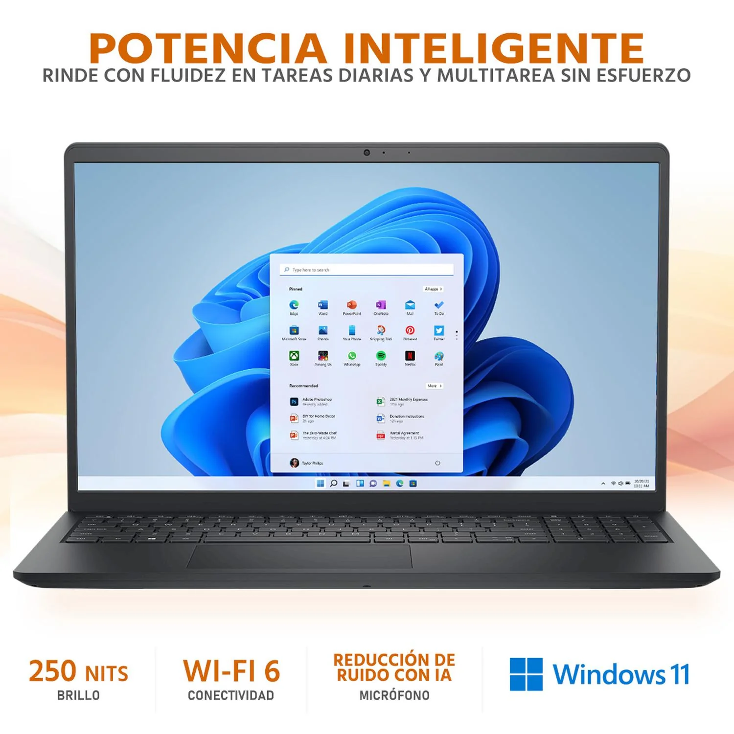 Laptop DELL Inspiron 15 AMD Ryzen 5 7520U 8GB RAM 512GB SSD 15.6" Windows 11 Home Teclado en Ingles - Image 3