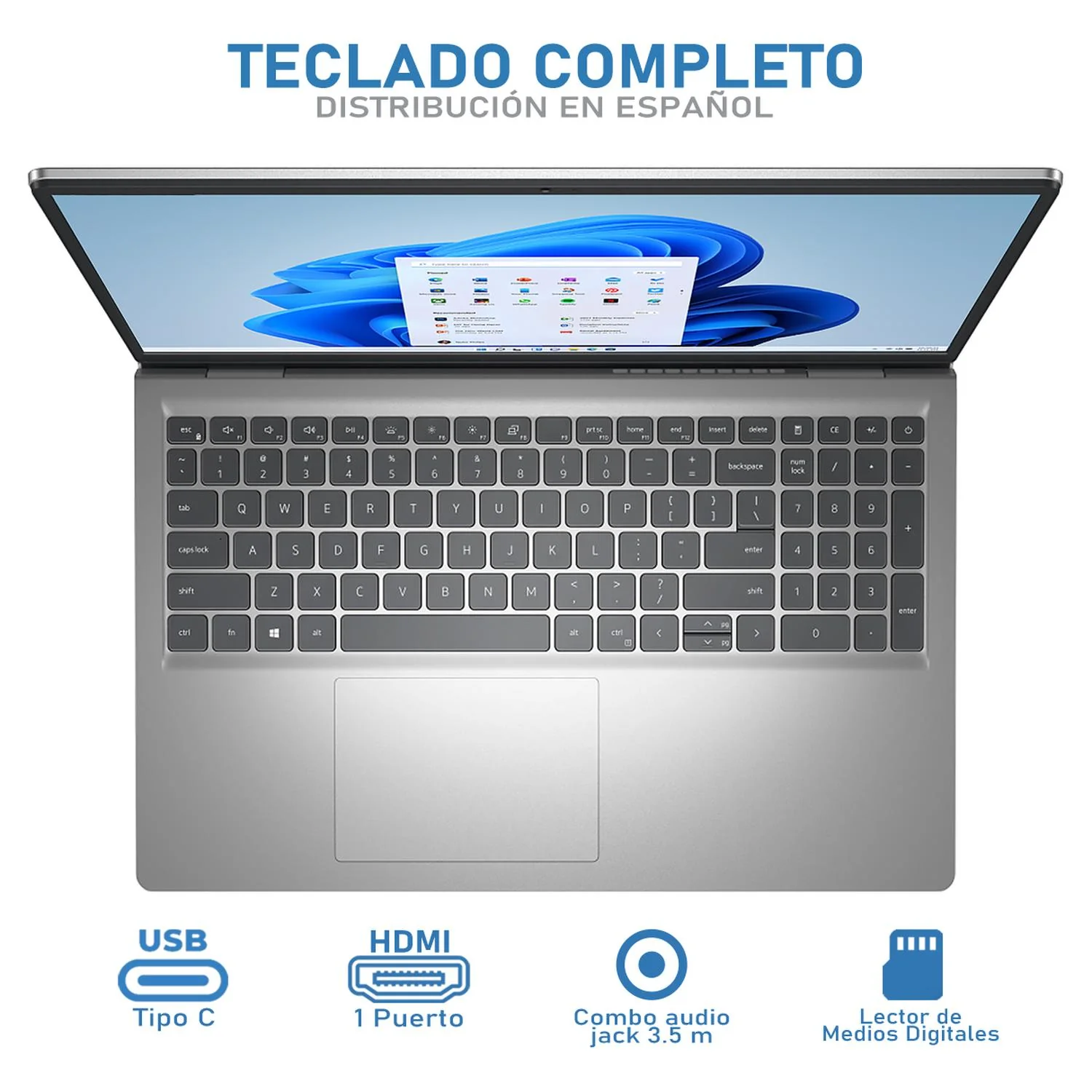 Laptop DELL Inspiron 3535 AMD Ryzen 5 7520U 8GB RAM 512GB SSD 15.6" Windows 11 Home Teclado en Español - Image 4