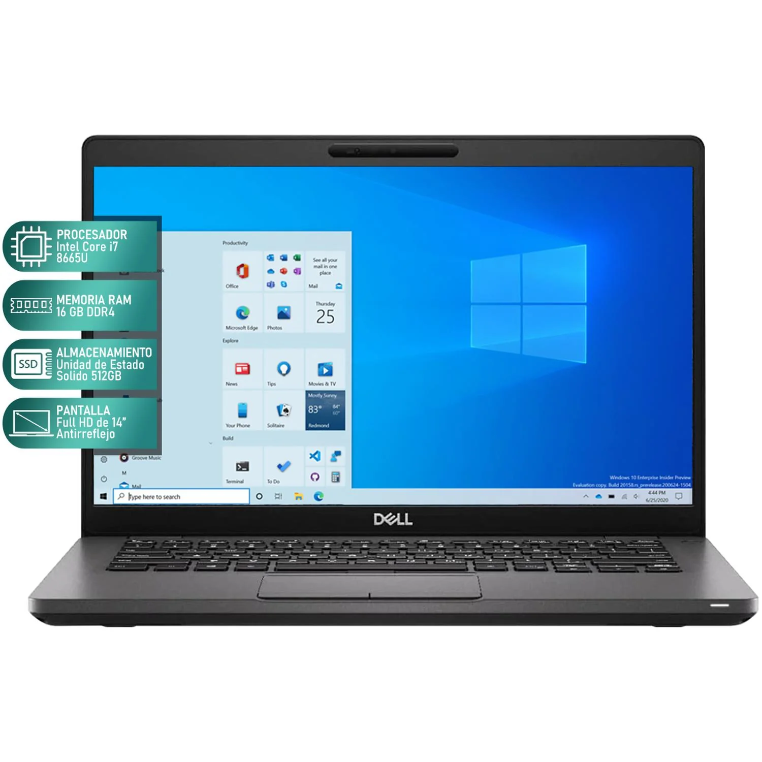 Laptop DELL Latitude 5400 Intel Core i7 8665U 16GB RAM 512GB SSD 14" Touch Windows 10 Pro Teclado en Ingles Reacondicionado Grado B - Image 2