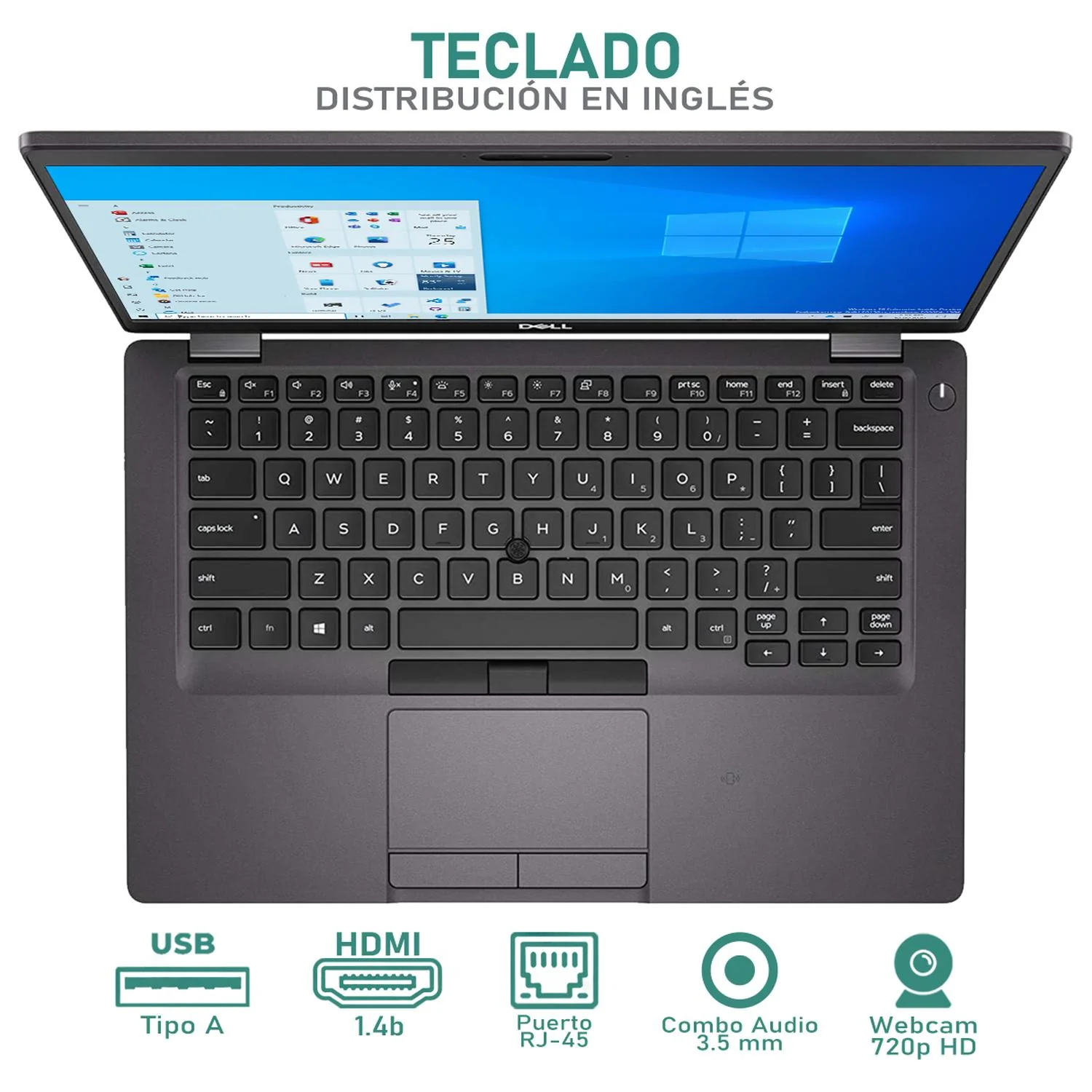 Laptop DELL Latitude 5400 Intel Core i7 8665U 16GB RAM 512GB SSD 14" Touch Windows 10 Pro Teclado en Ingles Reacondicionado Grado C - Image 4