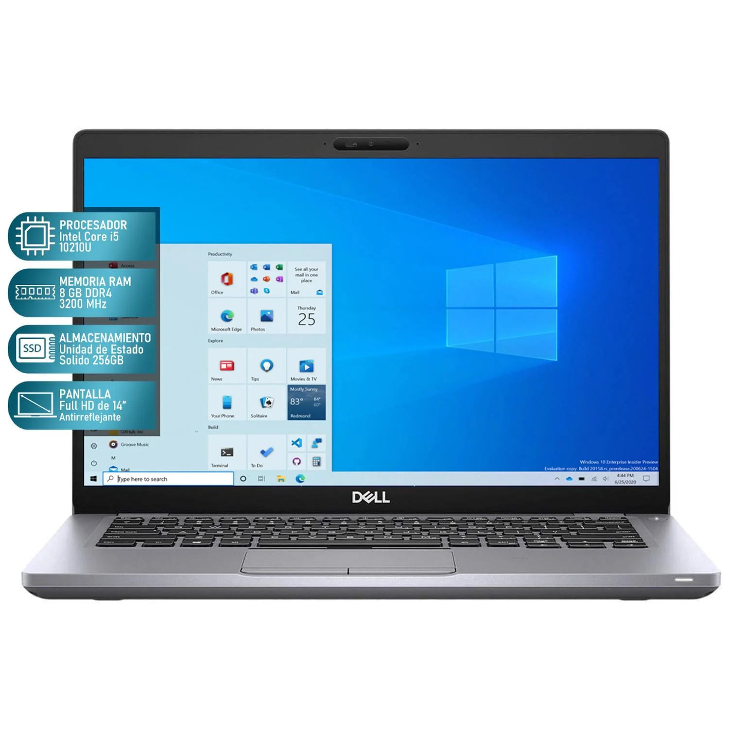 Laptop DELL Latitude 5410 Intel Core i5 10210U 8GB RAM 256GB SSD 14" Windows 10 Pro Teclado en Ingles Reacondicionado Grado B - Image 2