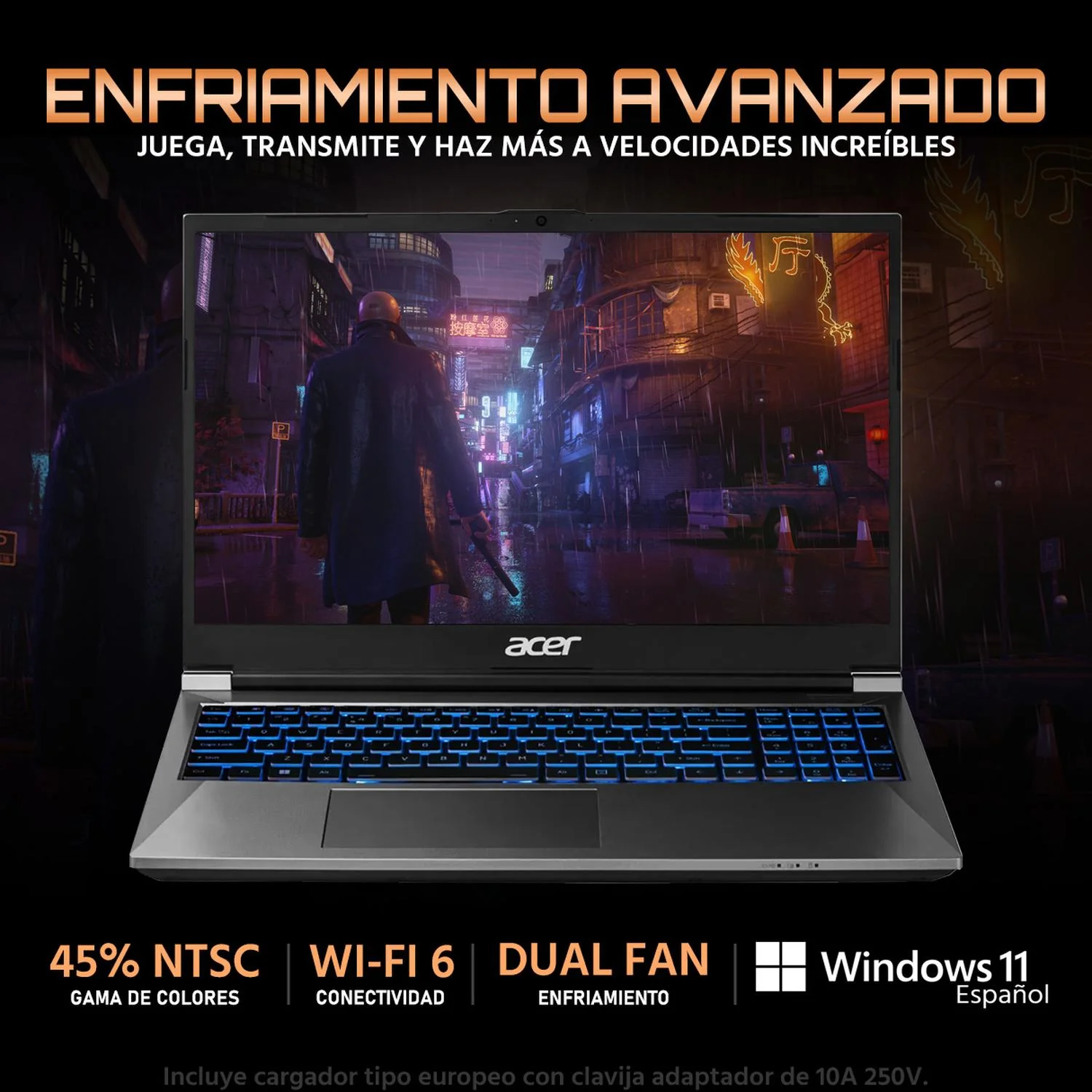 Laptop Gamer ACER ALG NVIDIA GeForce RTX 2050 Intel Core i5 12450H 32GB RAM 750GB SSD 15.6" Windows 11 Home Teclado en Ingles - Image 3