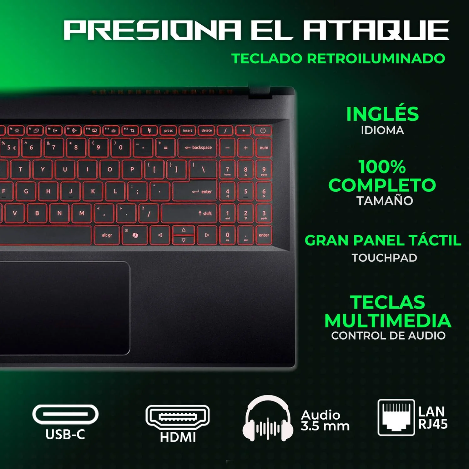 Laptop Gamer ACER Nitro V 15 NVIDIA GeForce RTX 5050 Intel Core i5 13420H 32GB SSD 512GB 15.6" FHD 165Hz Teclado Ingles Mouse DXT Gaming Creacion de Contenido y Gaming Competitivo - Image 4
