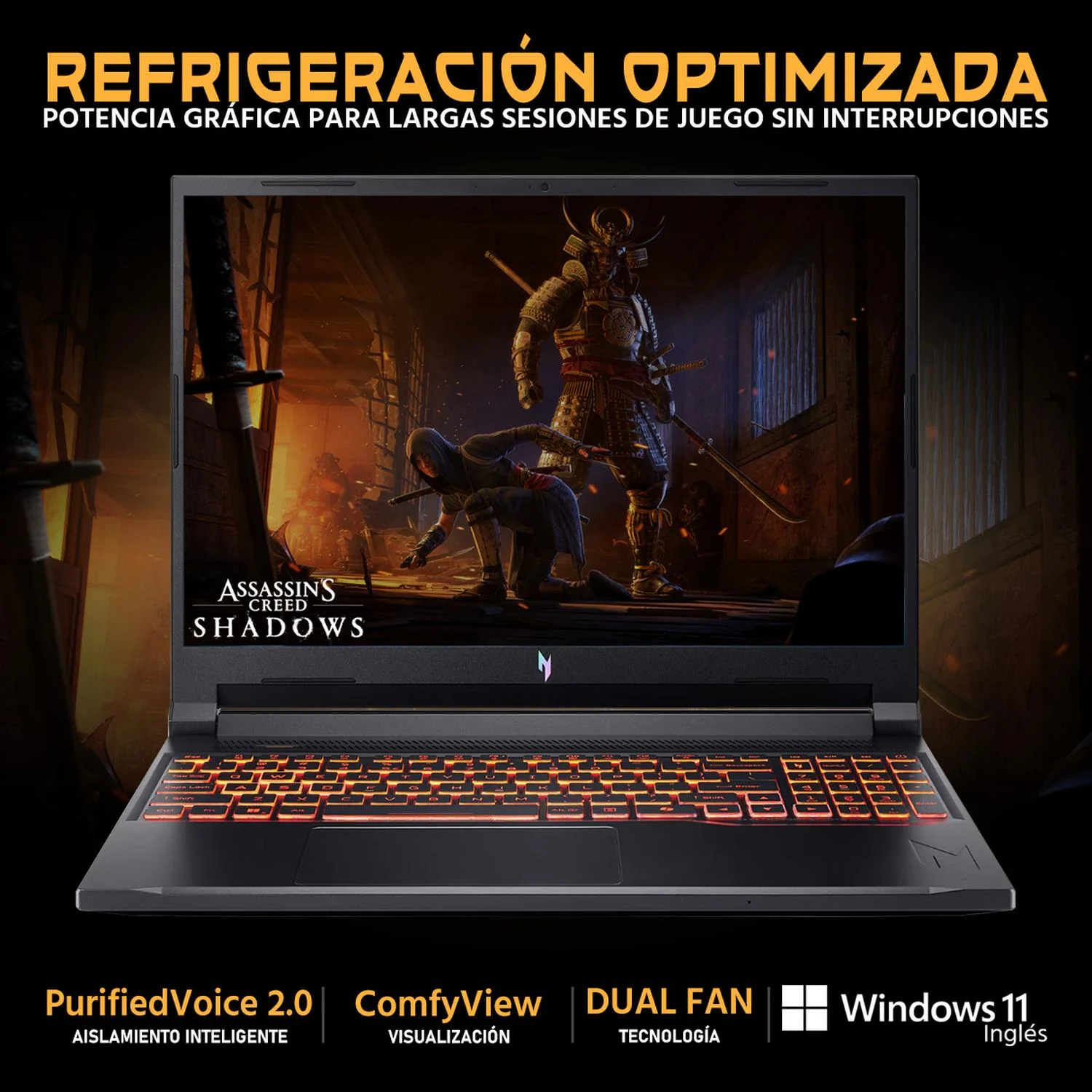 Laptop Gamer ACER Nitro V 16 NVIDIA GeForce RTX 5050 AMD Ryzen 5 240 24GB DDR5 SSD 1TB 16" WUXGA 180Hz Teclado Ingles Mouse DXT Gaming Multitarea Avanzada y Gaming Competitivo - Image 3