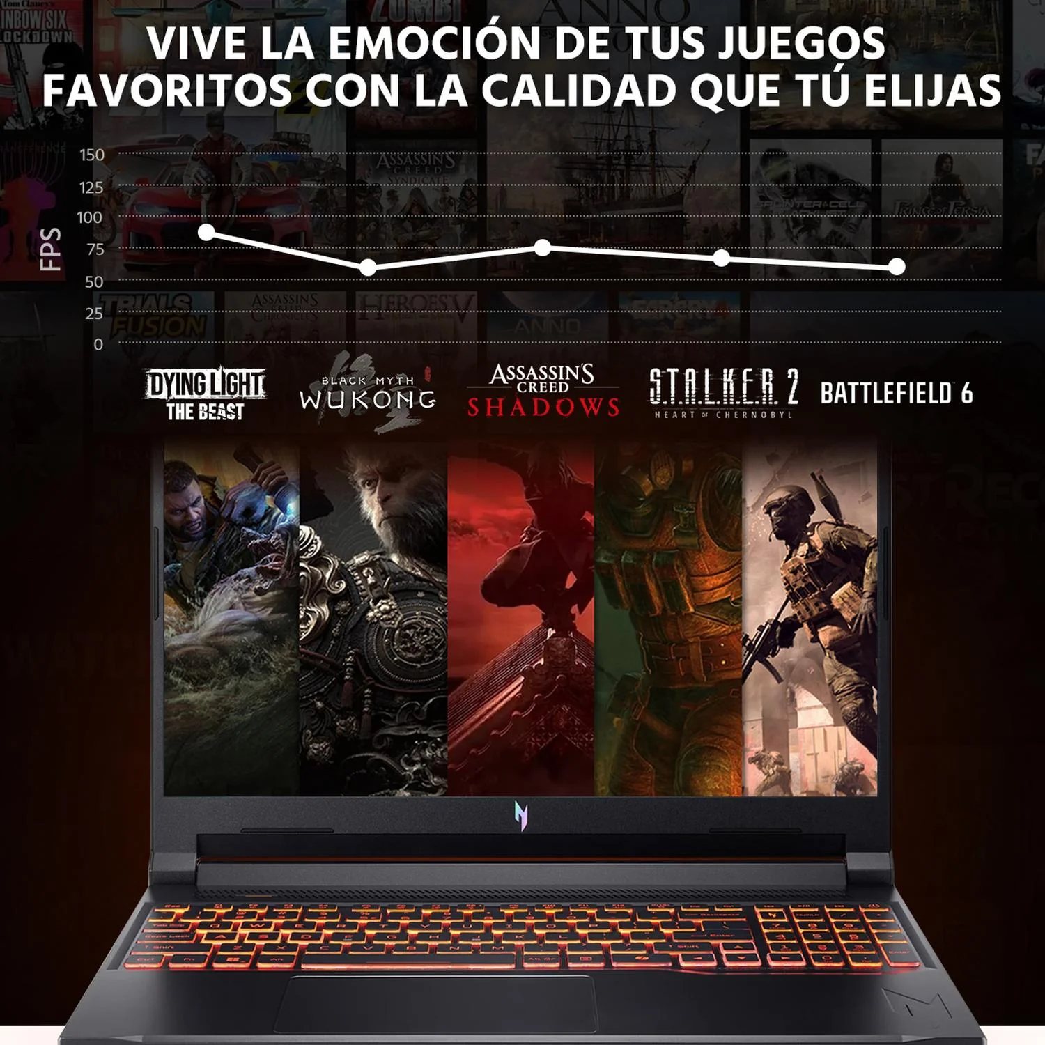 Laptop Gamer ACER Nitro V 16 NVIDIA GeForce RTX 5050 AMD Ryzen 5 240 24GB DDR5 SSD 1TB 16" WUXGA 180Hz Teclado Ingles Mouse DXT Gaming Multitarea Avanzada y Gaming Competitivo - Image 5