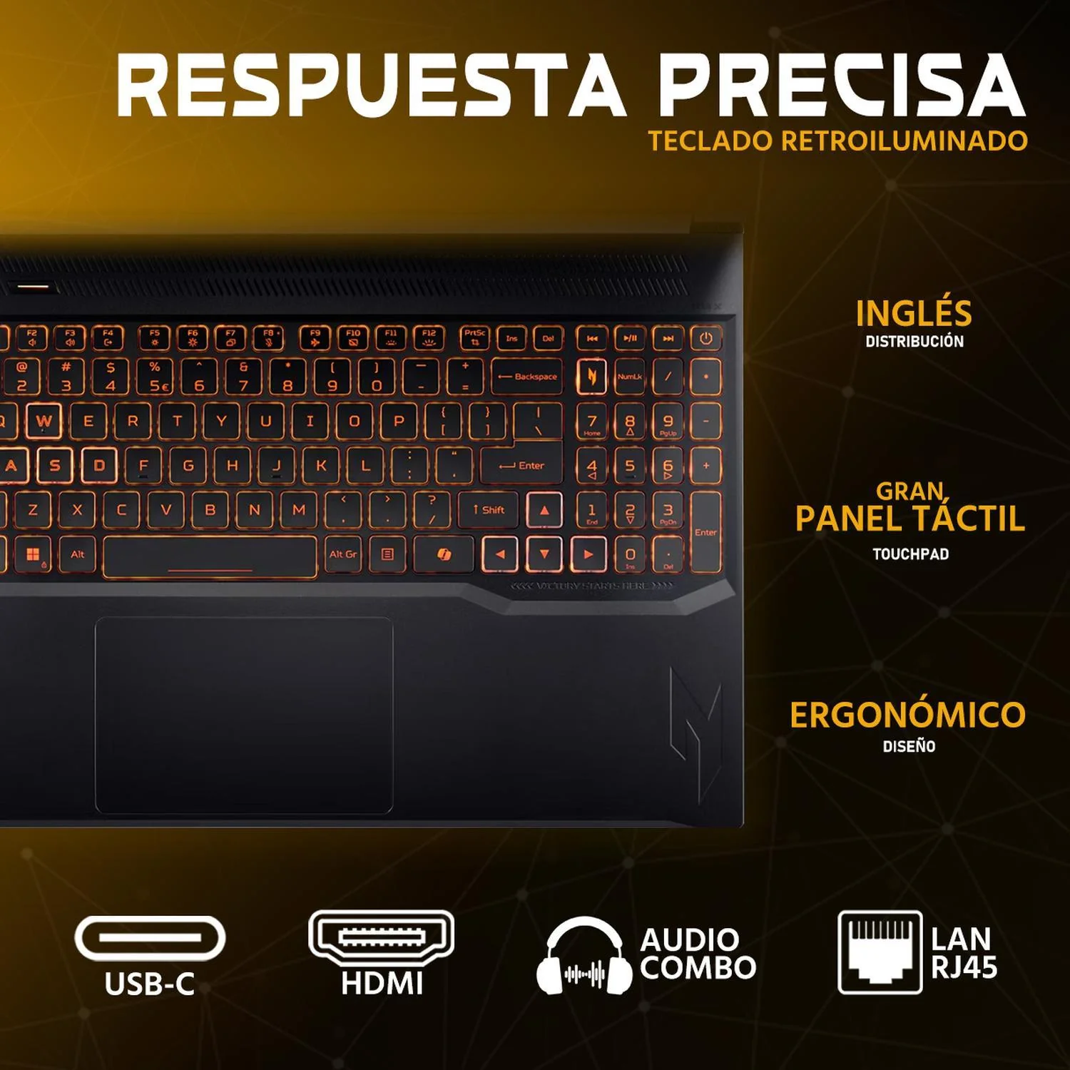 Laptop Gamer ACER Nitro V 16 NVIDIA GeForce RTX 5050 AMD Ryzen 5 240 24GB DDR5 SSD 1TB 16" WUXGA 180Hz Teclado Ingles Reacondicionado Multitarea Avanzada y Gaming Competitivo - Image 4