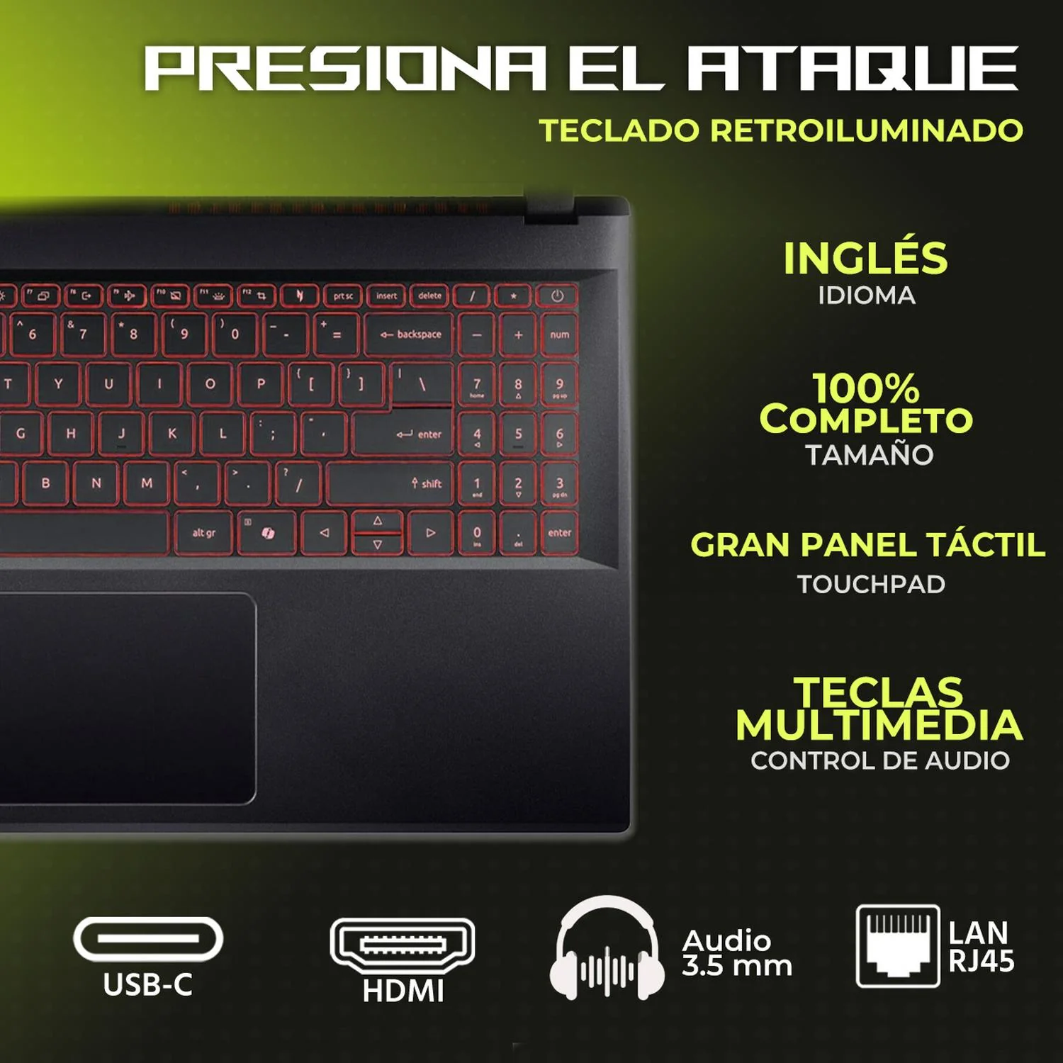 Laptop Gamer ACER NITRO V NVIDIA GeForce RTX 5050 Intel Core i5 13420H 16GB SSD 512GB 15.6" FHD 165Hz Teclado Ingles Gaming Entrada y Estudio - Image 4