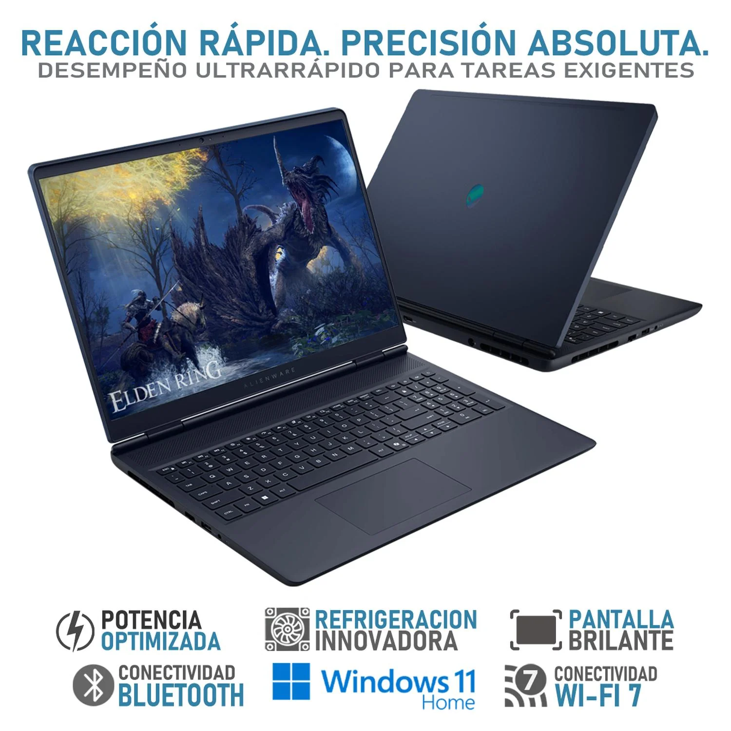 Laptop Gamer ALIENWARE M16 Aurora NVIDIA GeForce RTX 4050 Intel Core i5 210H 16GB DDR5 SSD 512GB 16" WQXGA 120Hz Teclado Español Ideal para Gaming y Multitarea - Image 3