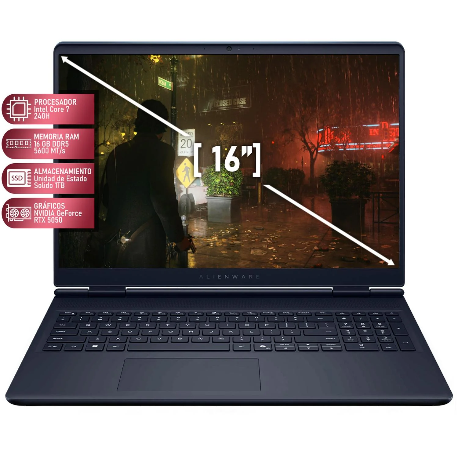 Laptop Gamer ALIENWARE M16 Aurora NVIDIA GeForce RTX 5050 Intel Core i7 240H 16GB DDR5 SSD 1TB 16" IPS Pro FHD+ 165Hz Teclado Español Gaming Competitivo y Multitarea Avanzada - Image 2