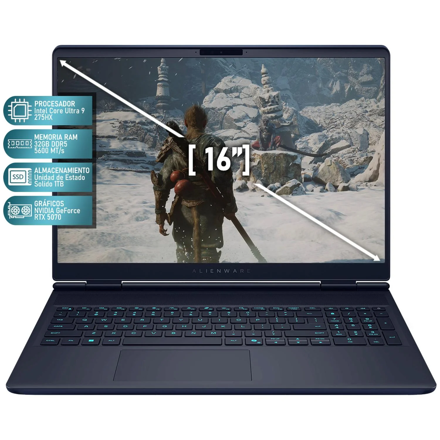 Laptop Gamer ALIENWARE X16 Aurora NVIDIA GeForce RTX 5070 Intel Core Ultra 9 275HX 32GB RAM 1TB SSD 16" Windows 11 Home Teclado en Español - Image 3