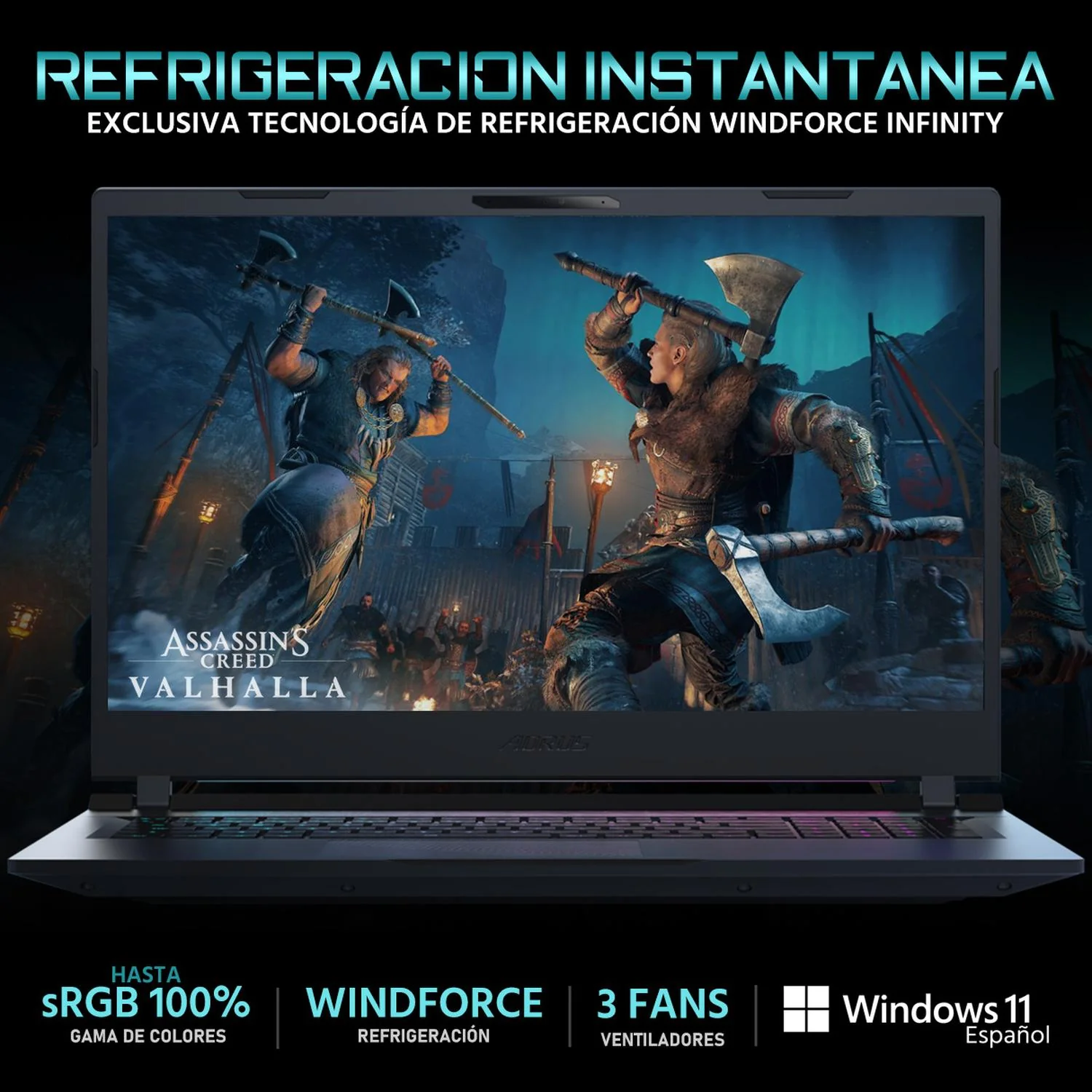 Laptop Gamer AORUS 17 NVIDIA GeForce RTX 4070 Intel Core i5 12500H 16GB RAM 512GB SSD 17.3" Windows 11 Home Teclado en Español - Image 3