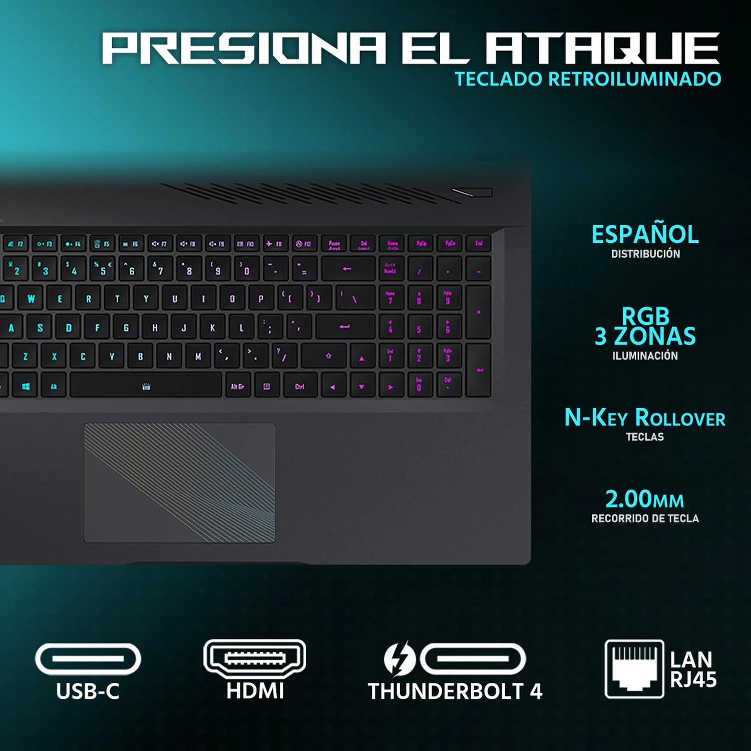 Laptop Gamer AORUS 17 NVIDIA GeForce RTX 4070 Intel Core i5 12500H 16GB RAM 512GB SSD 17.3" Windows 11 Home Teclado en Español - Image 4