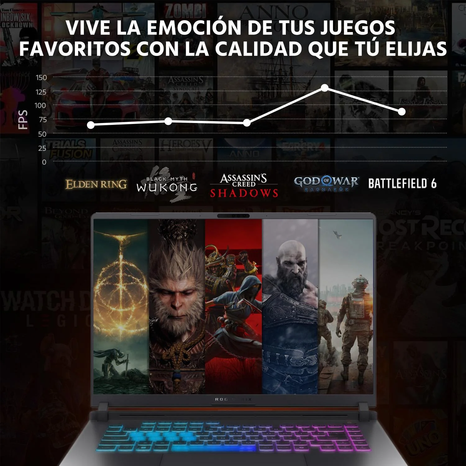 Laptop Gamer ASUS ROG Strix G16 NVIDIA GeForce RTX 5060 Intel Core i9 14900HX 32GB RAM 1TB SSD 16" Windows 11 Home Teclado en Ingles + Mochila - Image 5