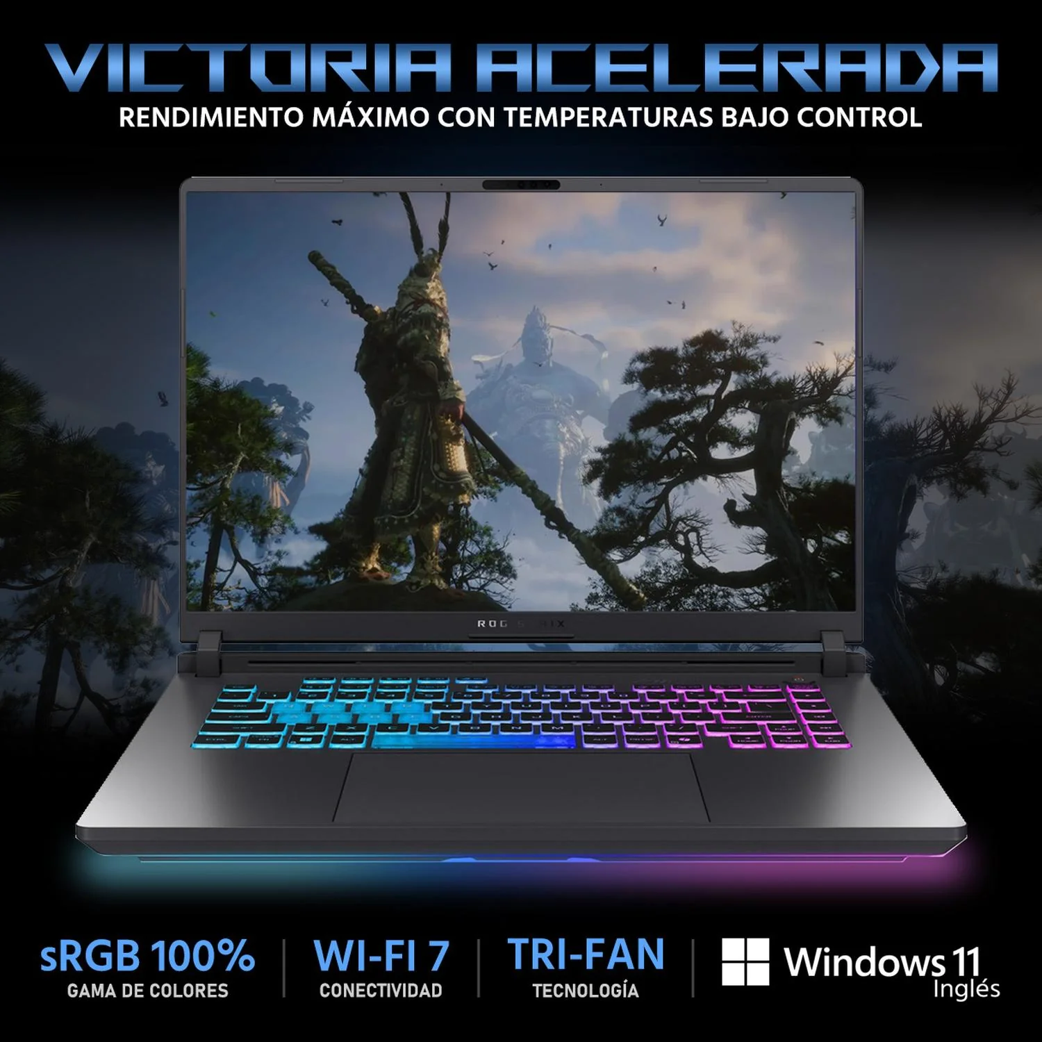 Laptop Gamer ASUS ROG Strix G16 NVIDIA GeForce RTX 5060 Intel Core i9 14900HX 64GB RAM 2TB SSD 16" Windows 11 Home Teclado en Ingles + Mochila - Image 3