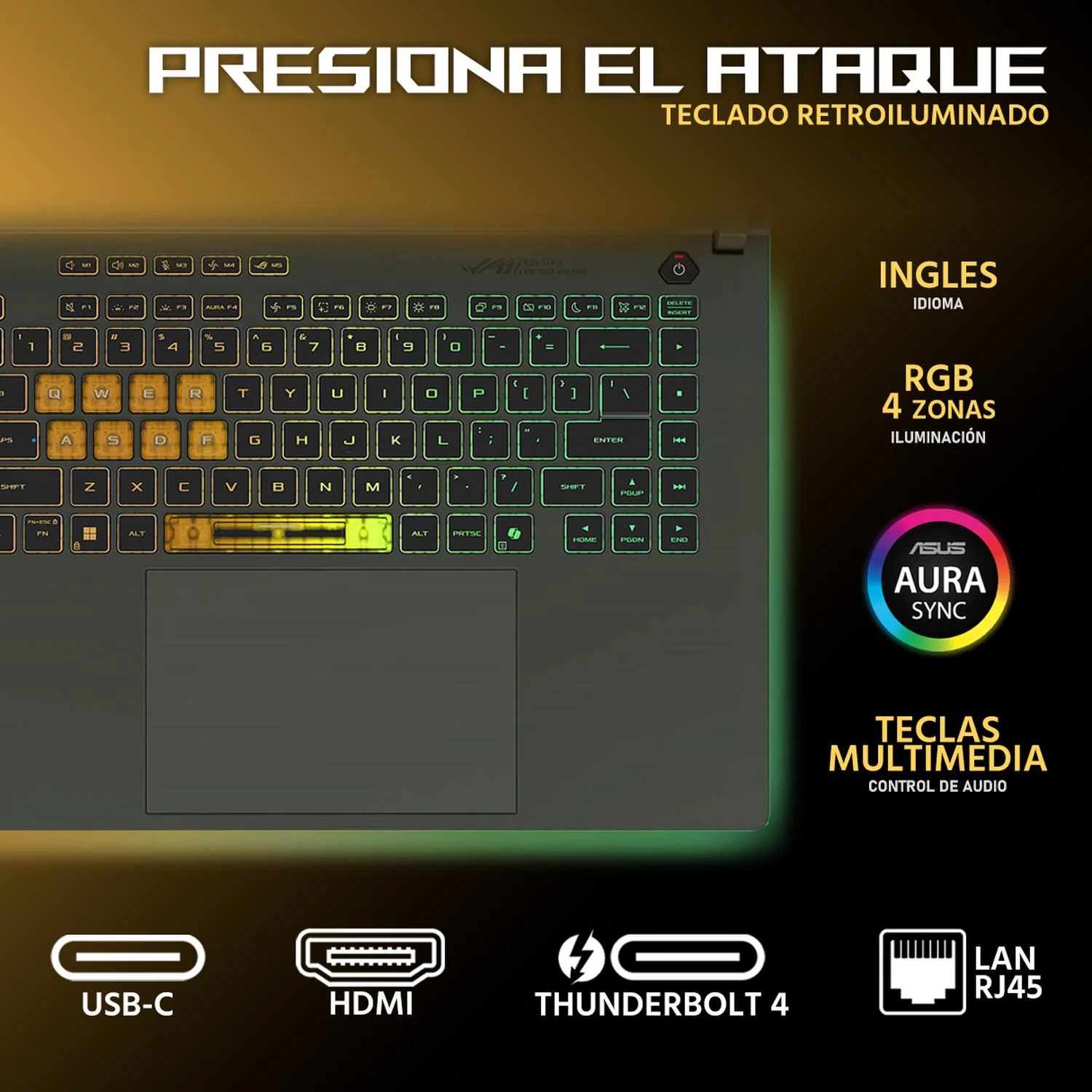 Laptop Gamer ASUS ROG Strix G16 NVIDIA GeForce RTX 5060 Intel Core i9 14900HX 64GB RAM 2TB SSD 16" Windows 11 Home Teclado en Ingles + Mochila - Image 4