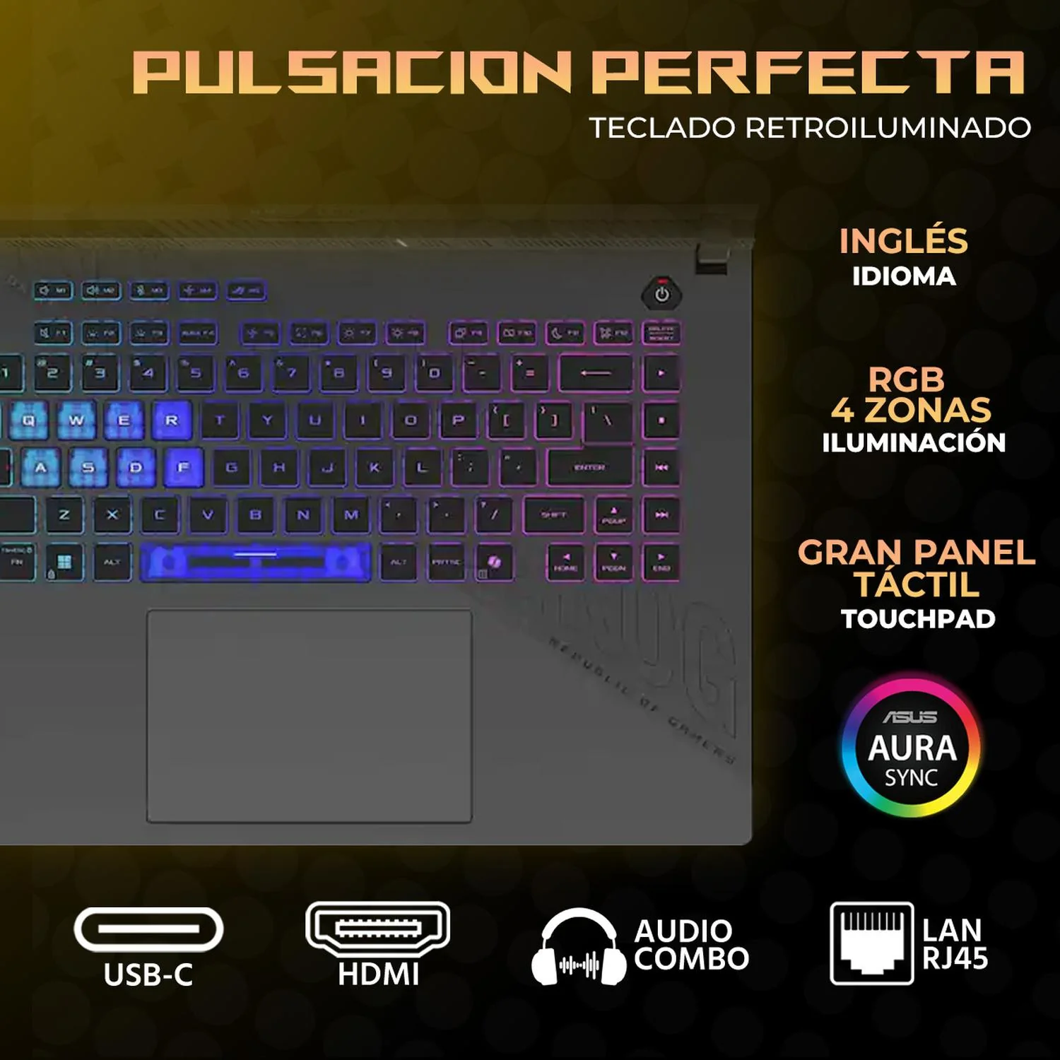 Laptop Gamer ASUS ROG Strix G16 Nvidia GeForce RTX 5070 8GB DLSS 4.5 AMD Ryzen 9 8940HX 64GB DDR5 1TB SSD Pantalla 16" IPS FHD+ 165Hz Teclado Ingles W11H Creación de Contenido y Streaming - Image 4