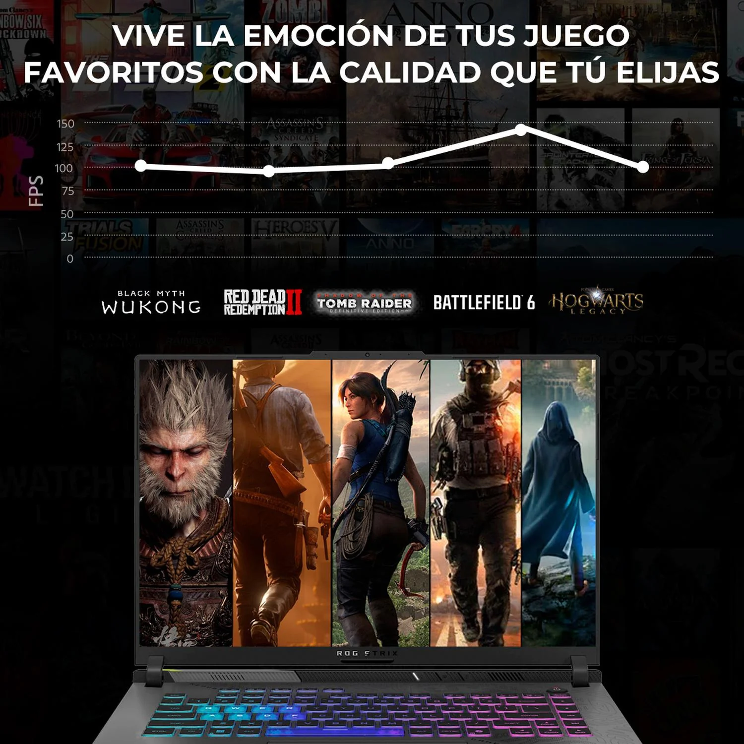 Laptop Gamer ASUS ROG Strix G16 NVIDIA GeForce RTX 5070 Ti AMD Ryzen 9 9955HX 32GB DDR5 SSD 1TB 16" WQXGA 240Hz Teclado Ingles Gaming Competitivo e Ingenieria Avanzada - Image 5