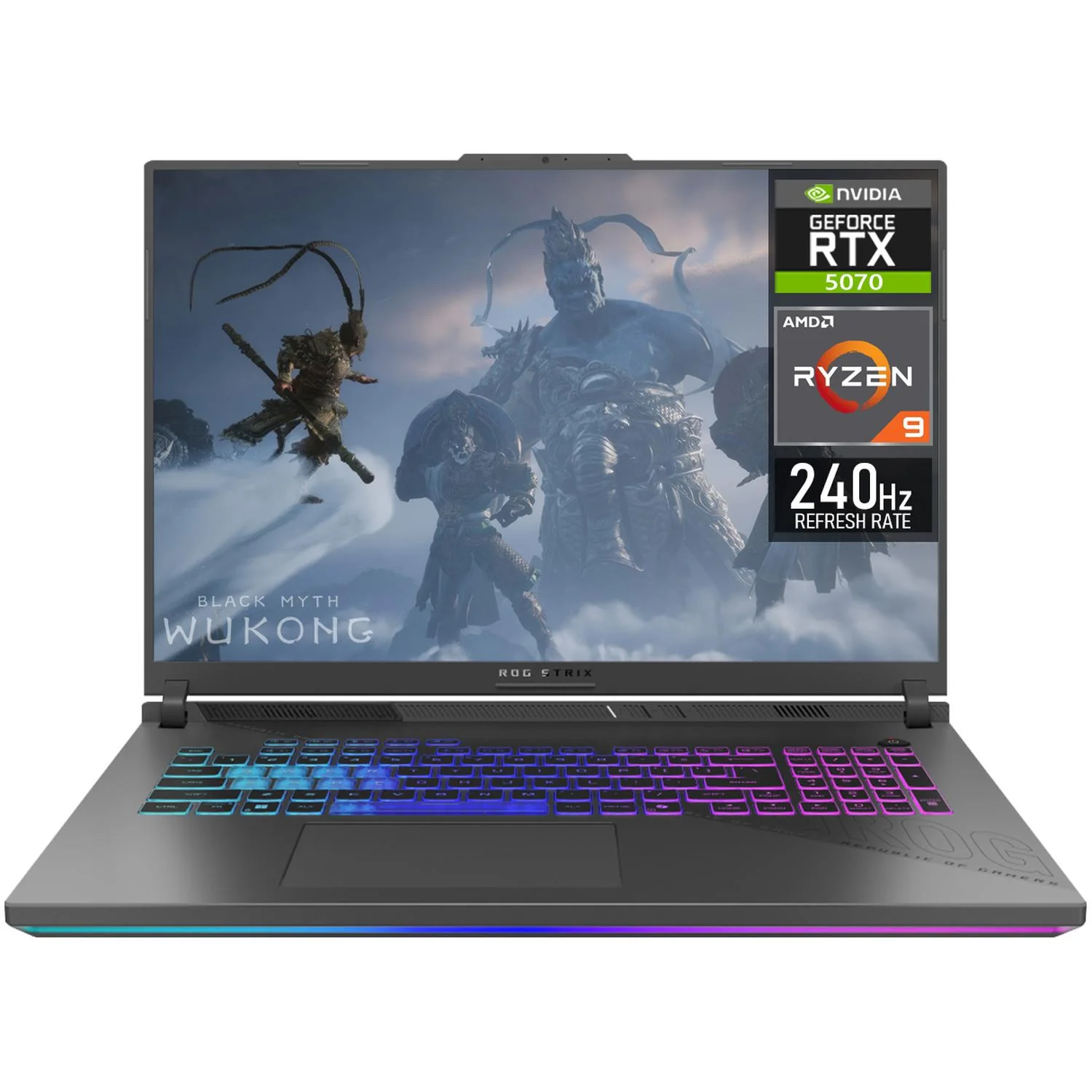 Laptop Gamer ASUS ROG Strix G18 Nvidia GeForce RTX 5070 8GB DLSS 4.5 AMD Ryzen 9 9955HX 64GB DDR5 1TB SSD Pantalla 18" ROG Nebula Display QHD+ 240Hz Teclado Ingles W11H Competitivo Streaming en Vivo