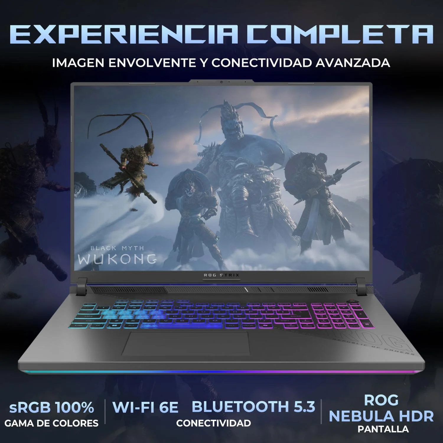 Laptop Gamer ASUS ROG Strix G18 NVIDIA GeForce RTX 5070 AMD Ryzen 9 9955HX 32GB DDR5 SSD 1TB 18" WQXGA 240Hz Teclado Ingles Gaming Avanzado, Streaming y Edicion - Image 3